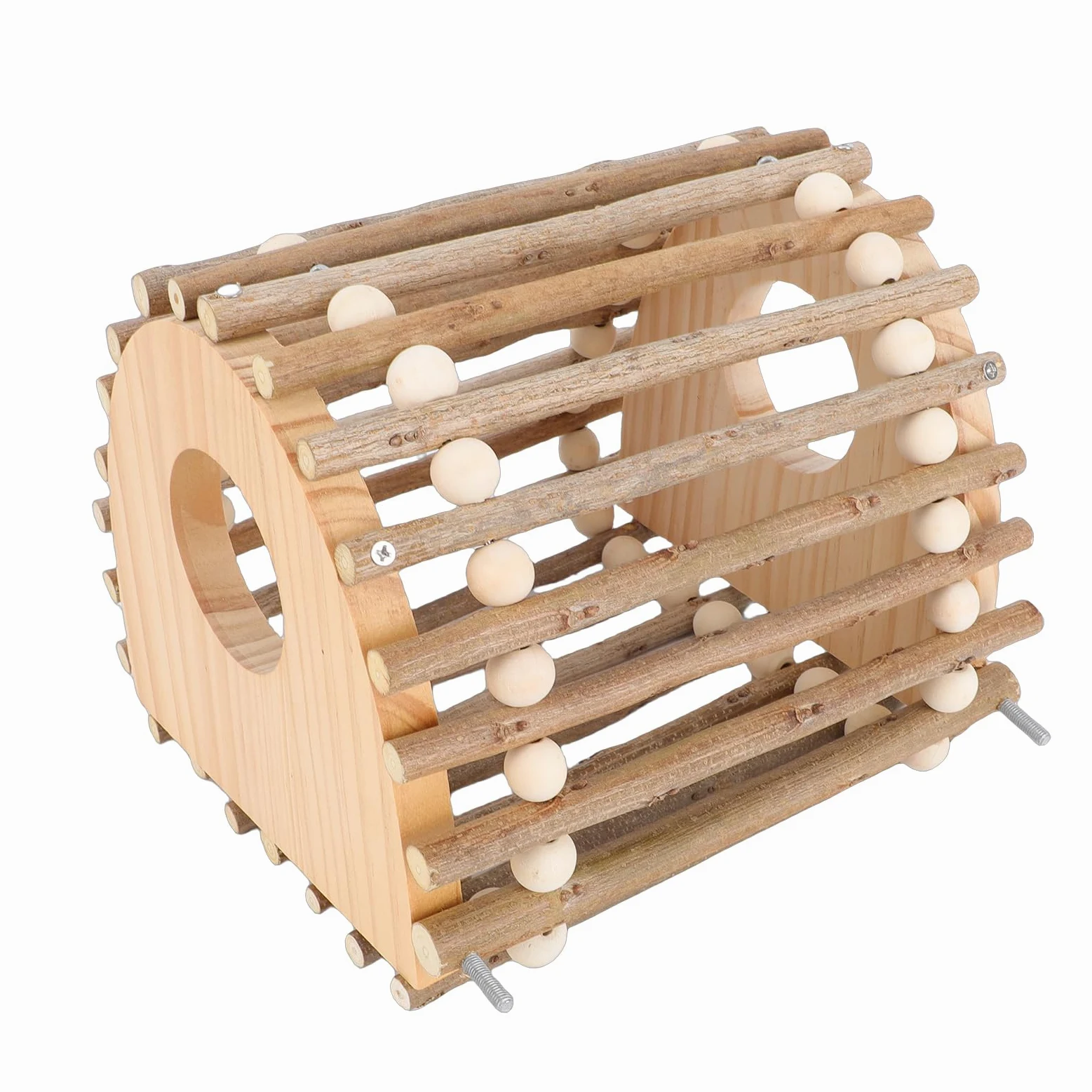 Ausla Juguete para Escalar en Jaula para Pájaros, Escalera de Madera de Pino para Pájaros con Diseño de Doble Orificio para Diversión y Ejercicio