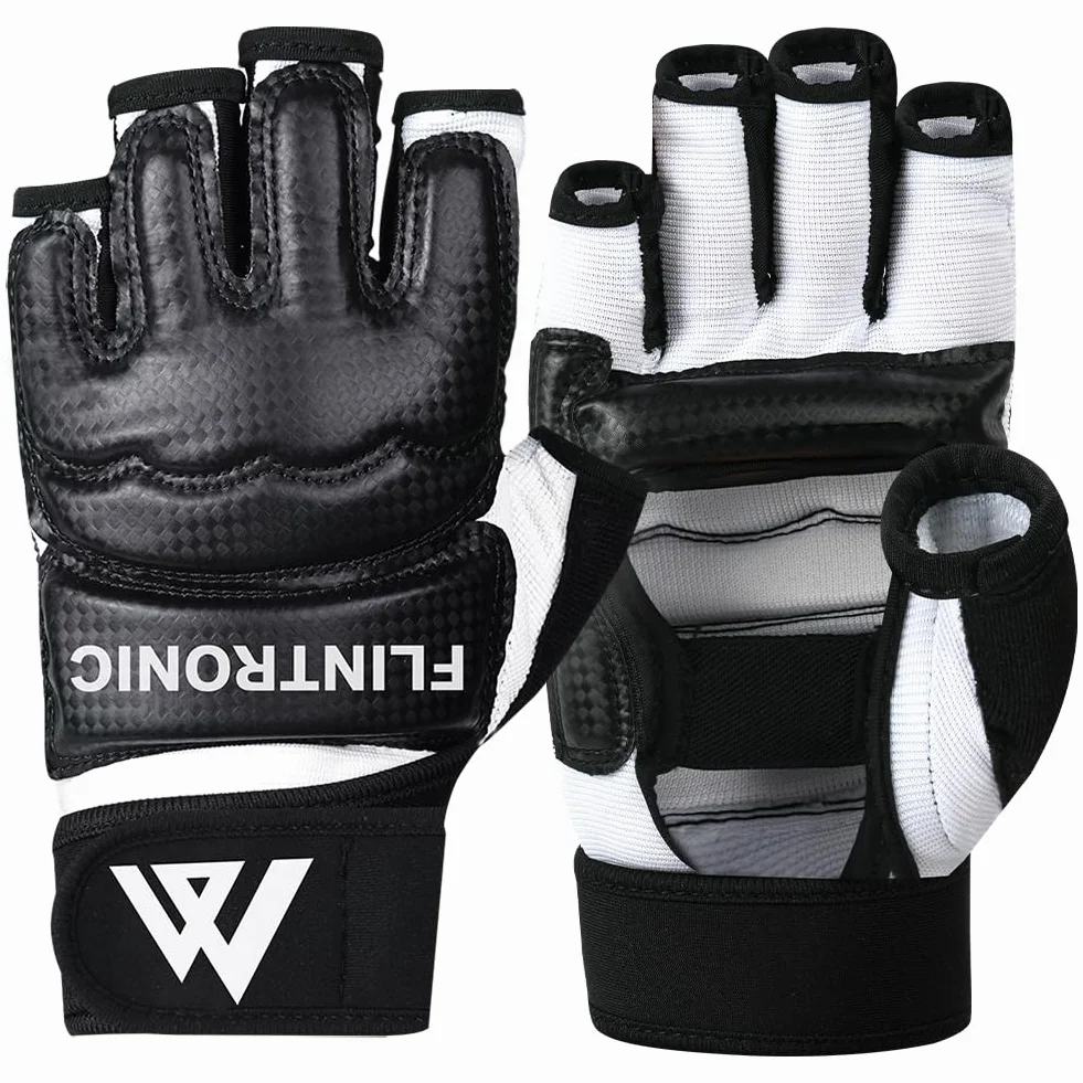 Flintronic Guantes MMA Entrenamiento Cuero Grappling Ventilada Palma para Muay Thai Kick Boxing