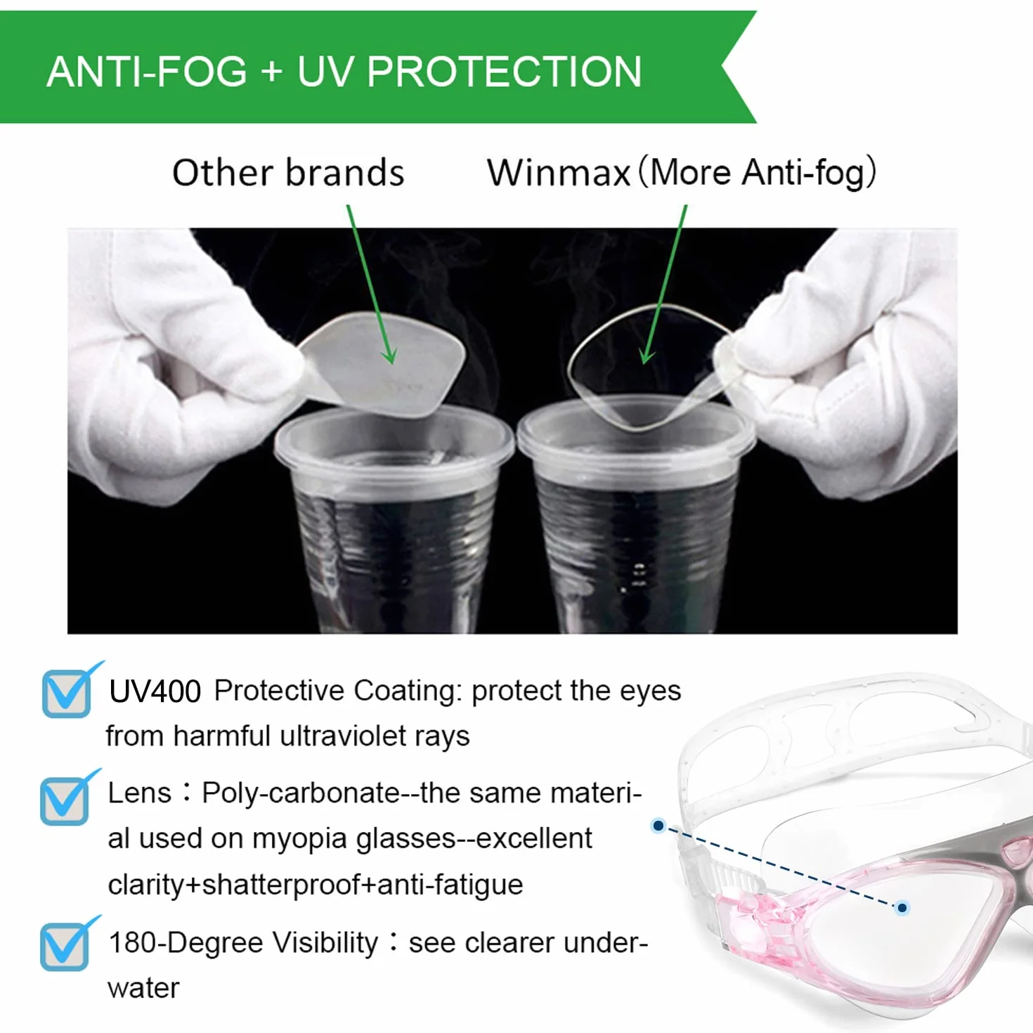 Winline Gafas de Natación para Adultos y Niños, Anti Niebla Protección UV Ajustable