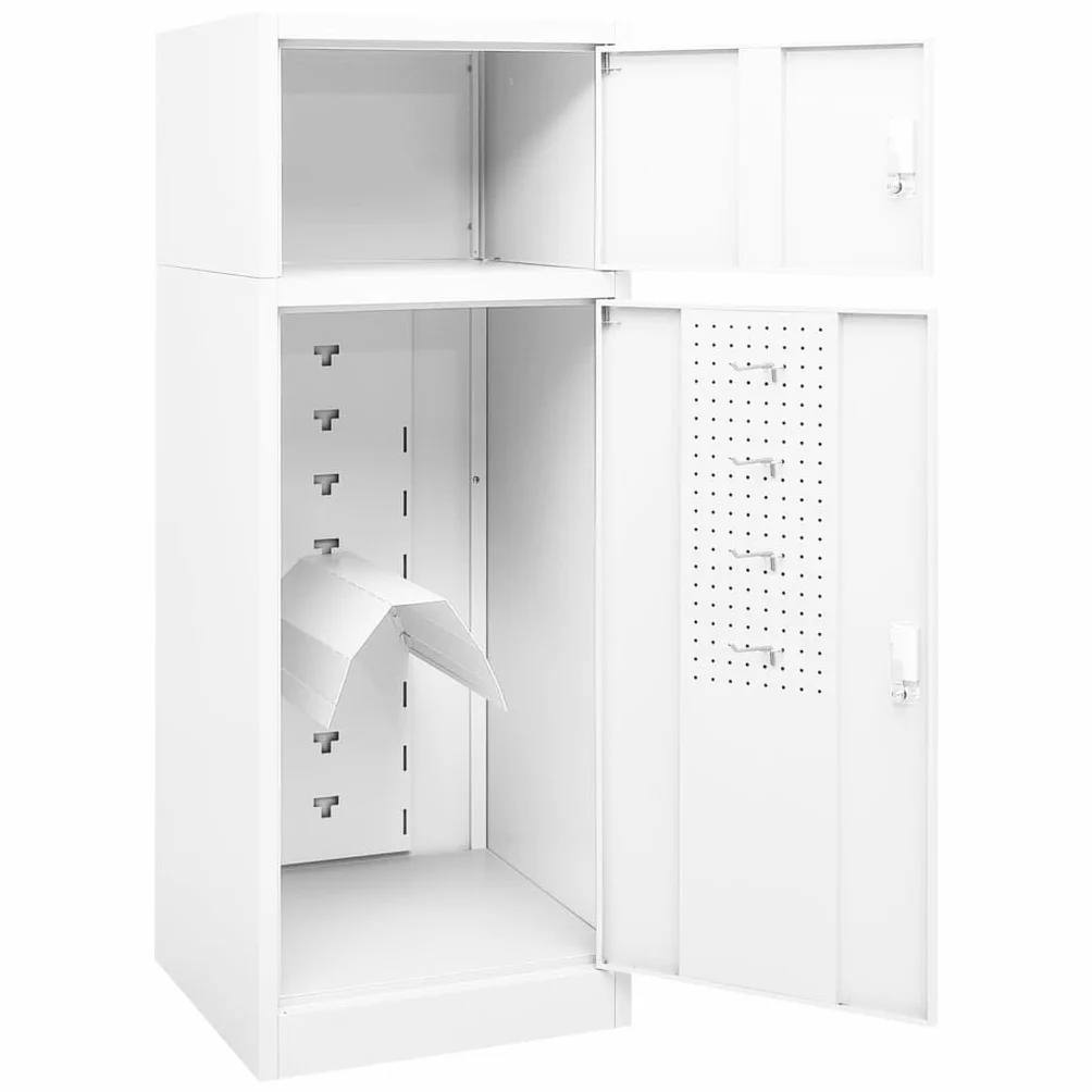 vidaXL Armario para el hogar, sala de estar, taquilla de almacenamiento para muebles, arnés con estante blanco, 53 x 53 x 140 cm, acero