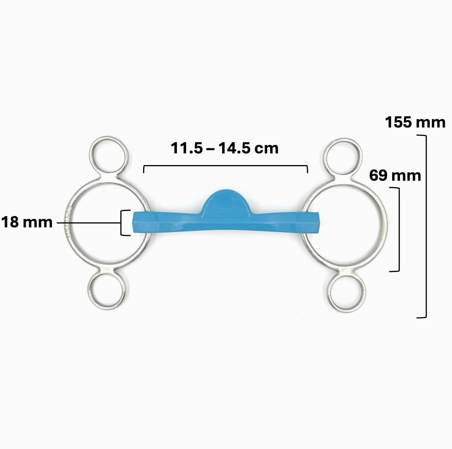 ES0253 METALAB FlexiBit Pessoa - Trenza de 3 anillos Flexi Port – Trenza flexible de acero inoxidable con sin lengua y efecto palanca para un mayor control en caballos fuertes (12,5 cm)
