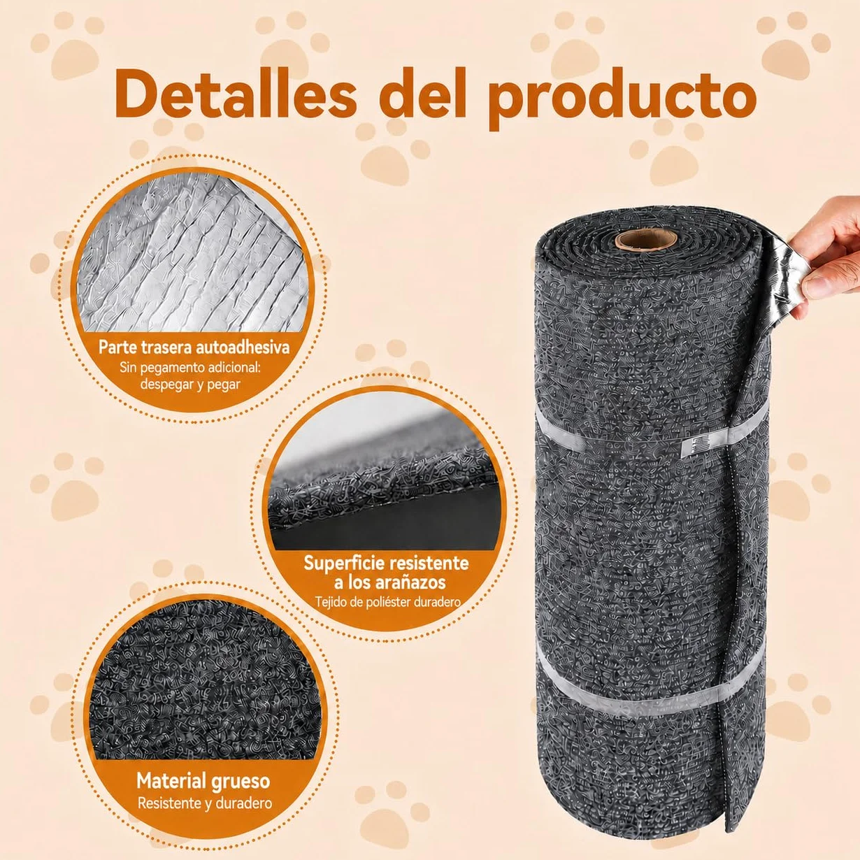 Protector Sofa Gatos Arañazo, Tapete Rascador para Gatos Autoadhesivo, Ideal para Sofás, Muebles y Paredes, Reutilizable, Fácil de Instalar y Recortable para Postes Rascadores