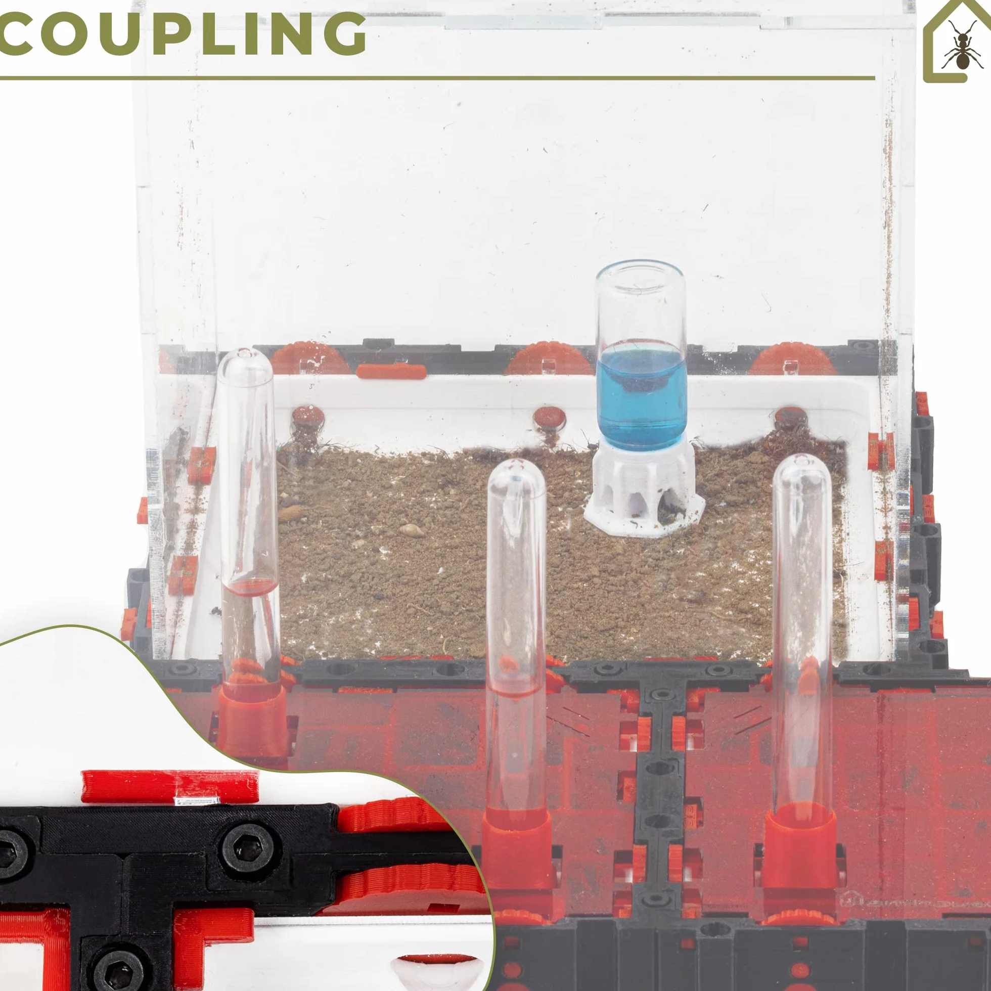 Anthouse.es - Caja de Forrajeo para Hormigueros Modulares 3D - QBIK Quadra - Terrario Colonias de Hormigas Jóvenes - Sistema Ergonómico y Fácil de Ampliar -12,78x12,78x12,70 cm