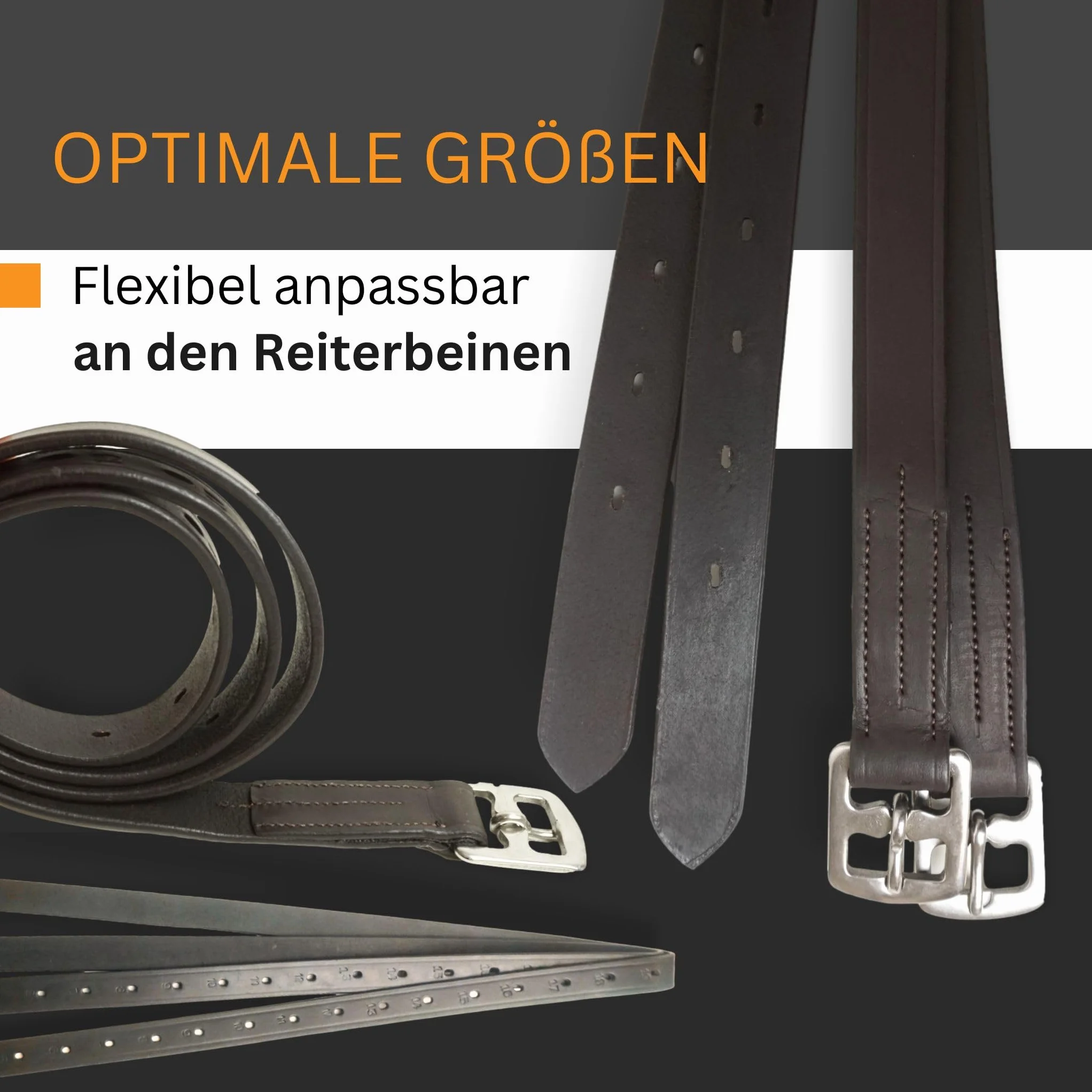 Pferdelinis Correa para estribos de piel negra 130 cm – 160 cm