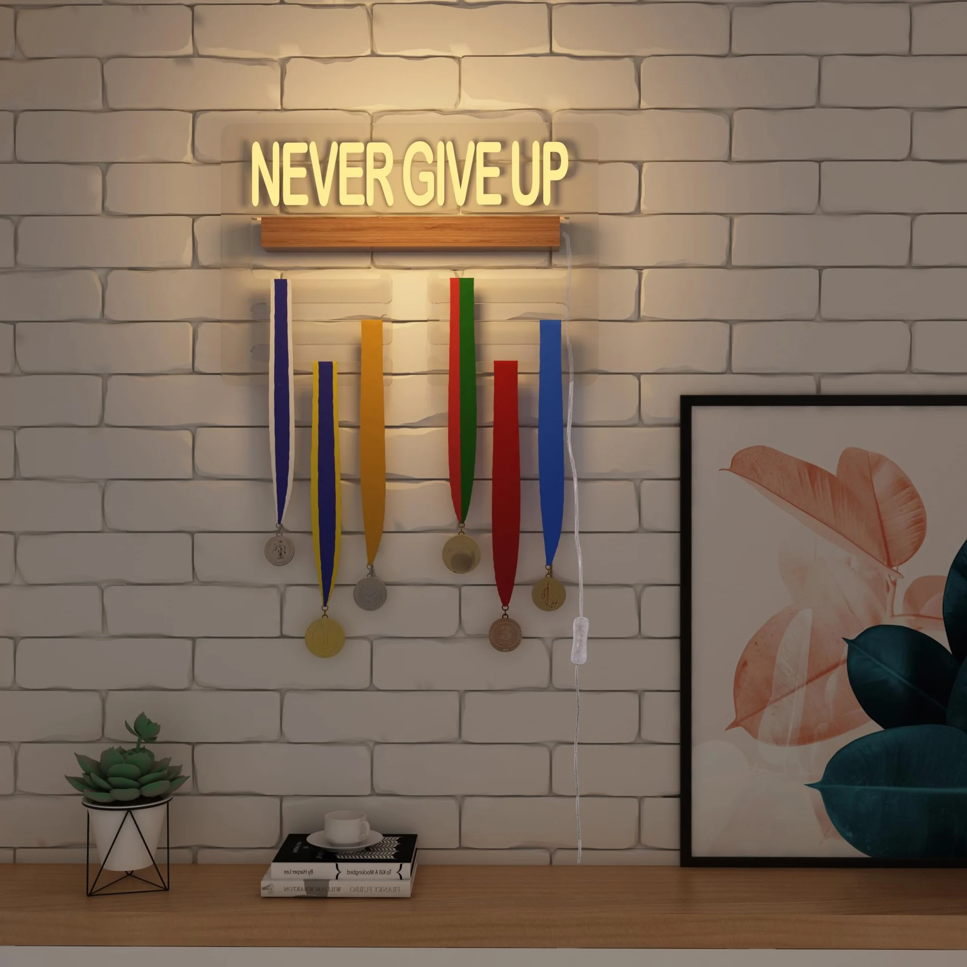 Ammonite Perchero iluminado para medallas soporte de pared estante escalonado para premios