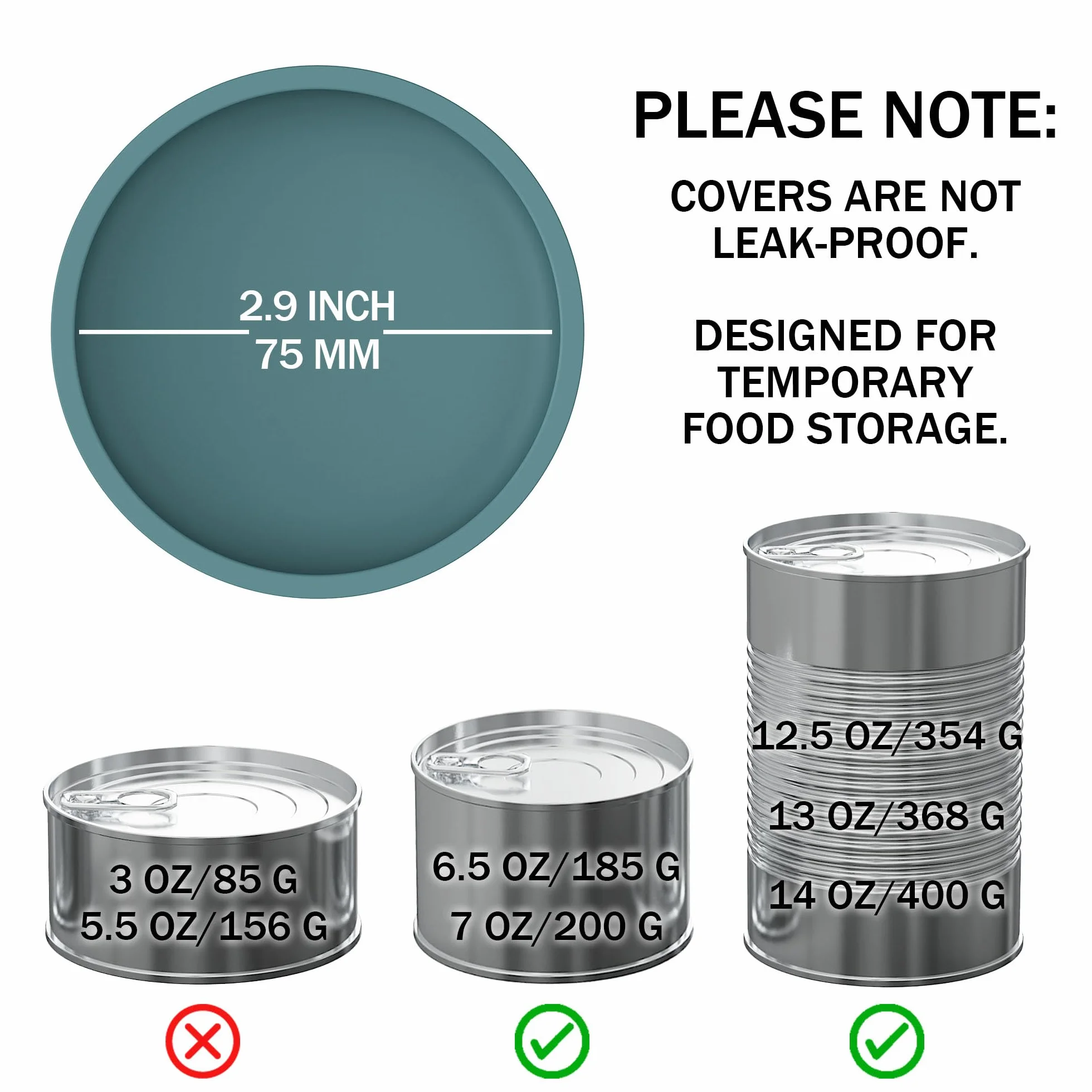 OHMO Tapas de latas para comida para perros, 75 mm, tapas de silicona para latas de alimentos para animales, 400 g, sin BPA, azul oscuro y azul claro, juego de 2