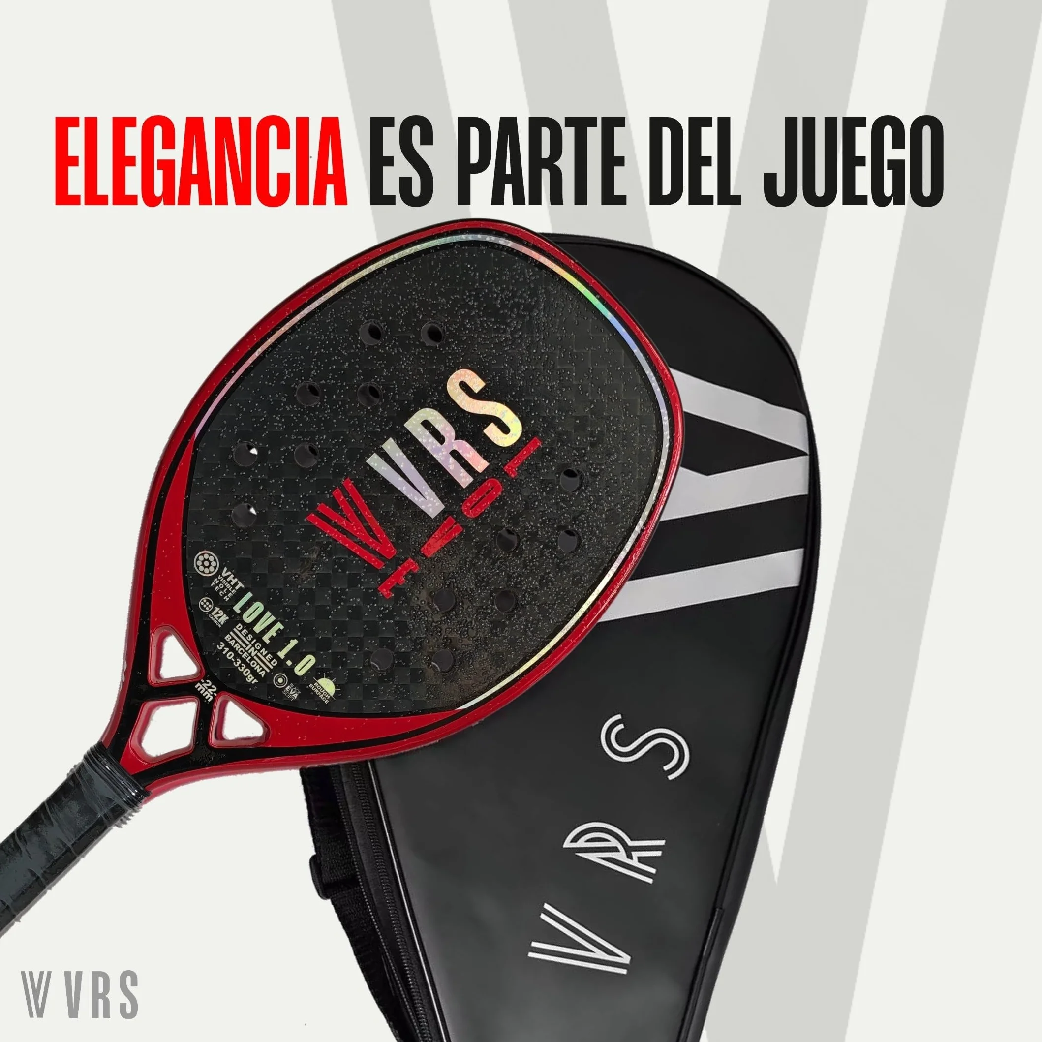 Raqueta Beach Tennis Profesional VIRUS Love 1.0 Carbono 12K Black EVA Soft Balance Medio Control Potencia