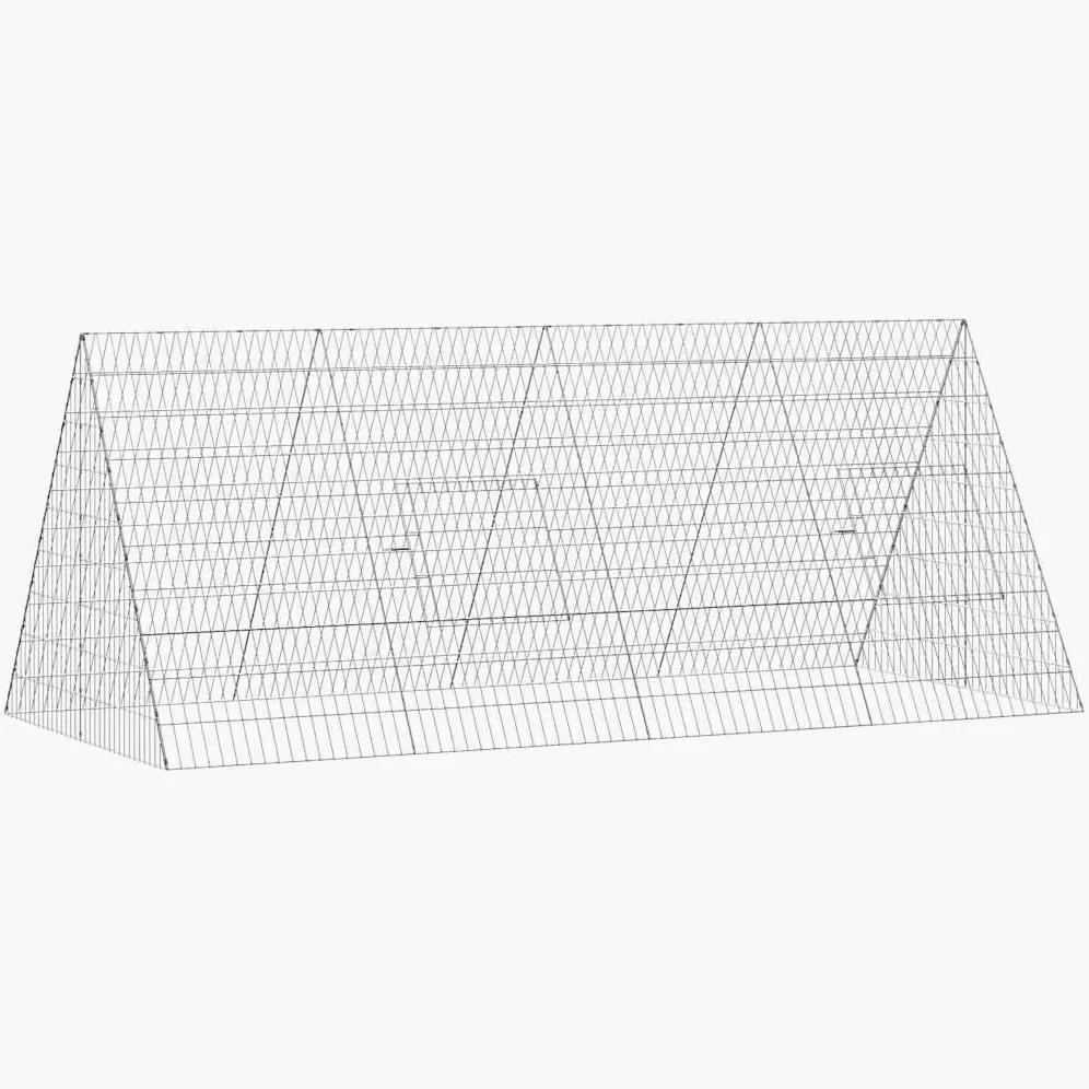 Jaula para pollos plateada, 215 x 100 x 85 cm, de acero galvanizado, resistente recinto para pollos y aves de corral en el jardín, estable para pequeños animales para exteriores y terrazas