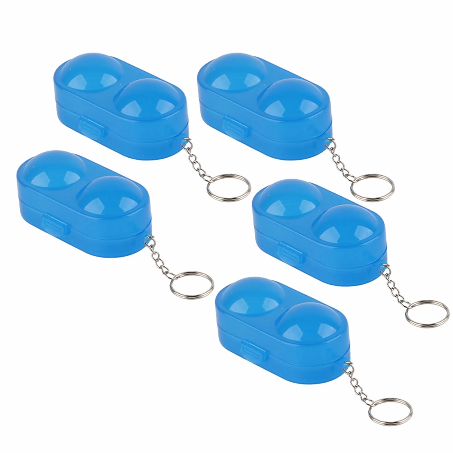 Caja de almacenamiento de pelotas de tenis de mesa portátil de plástico con cadena 5 piezas Azul transparente