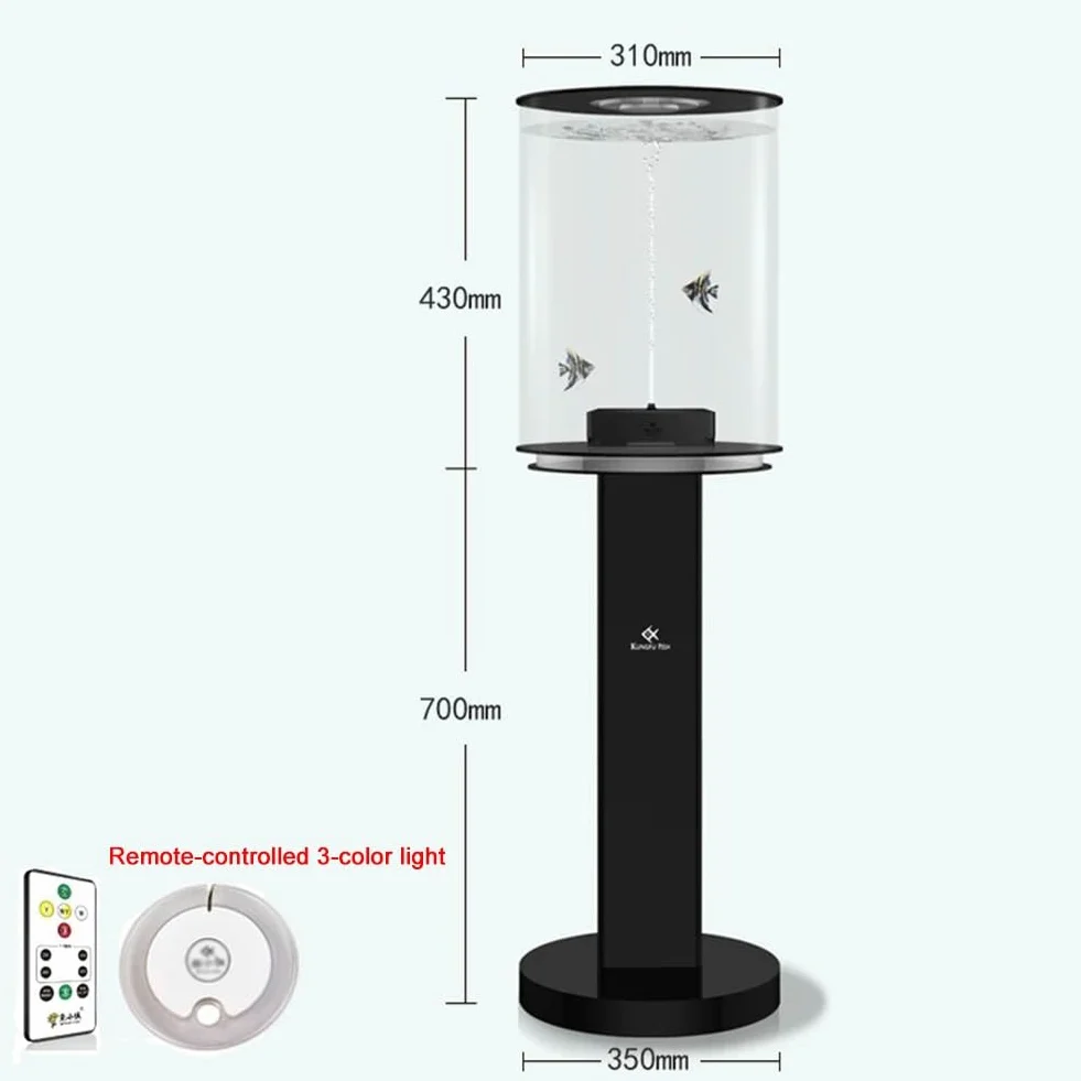Acuario acrílico de 6 galones (blanco/negro) con luz LED tricolor controlada a distancia, kit de micropaisaje, adecuado para pantalla de escritorio (D)