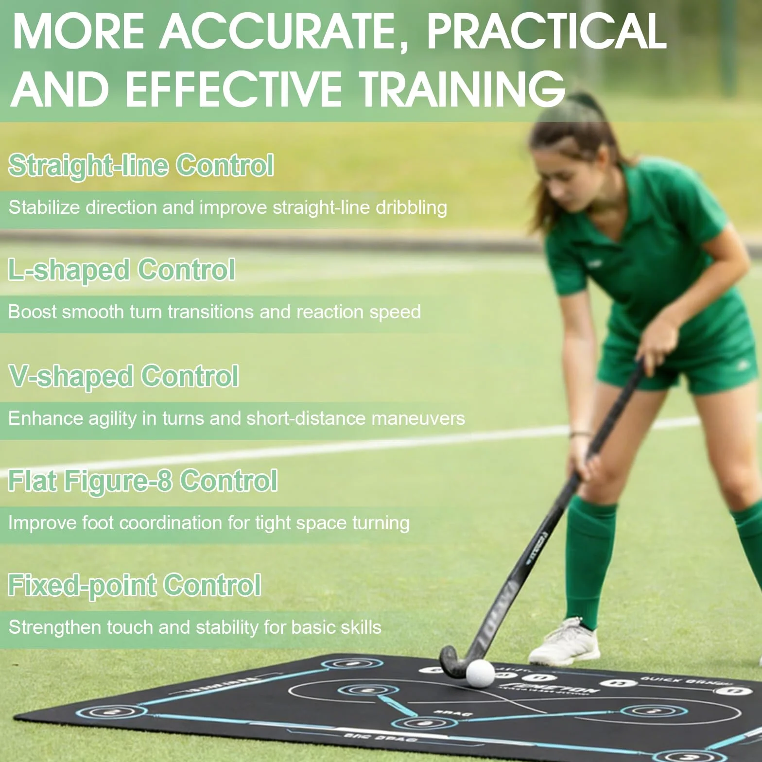 Esterilla de entrenamiento de hockey, 150 x 90 cm, antideslizante y silenciosa