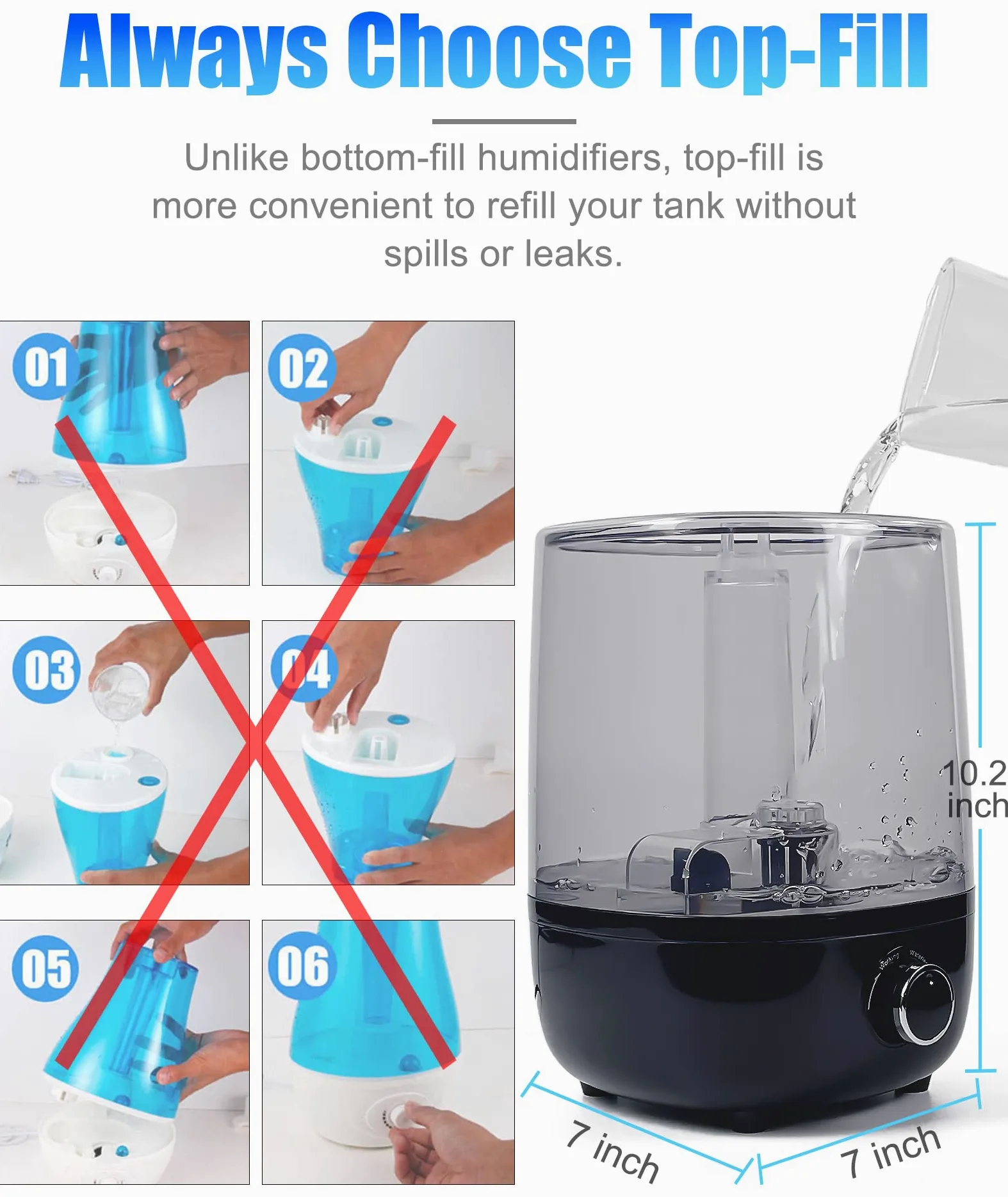 Top Fill - Humidificador de terrarios para reptiles con tanque grande visible de 4 L y mangueras de extensión, adecuado para terrarios y recintos, ideal para reptiles/anfibios/herpes/vivero/musgo