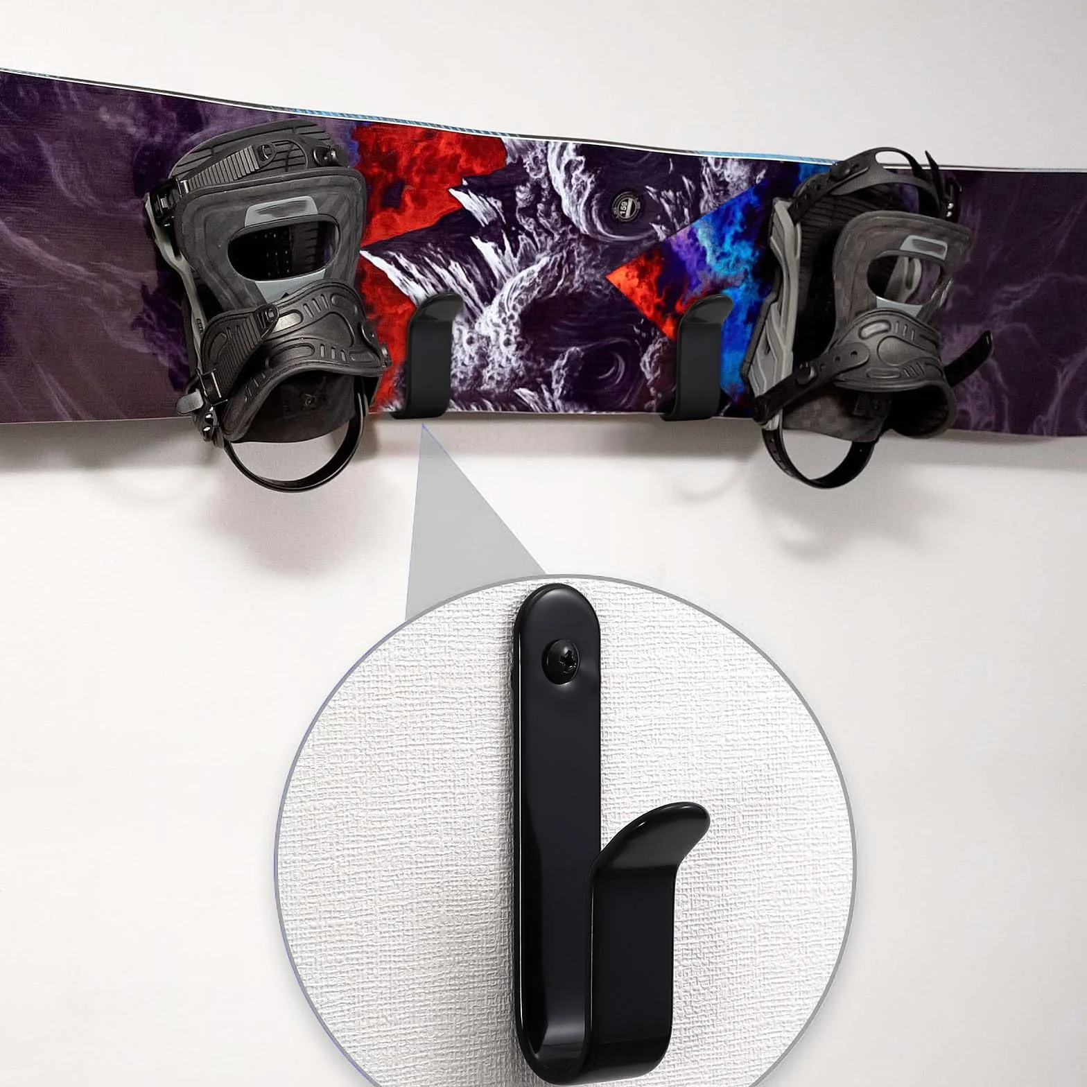 Soporte de Pared para Snowboard, Paquete de 2 Clips Horizontales, Exhibición para Hogar y Garaje