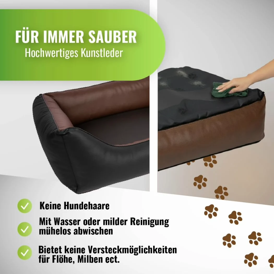 Cama para perros CopcoPet Rocco 2 en 1, impermeable y de piel sintética, con colchón de plástico para perros con espuma de copos o espuma viscoelástica ortopédica