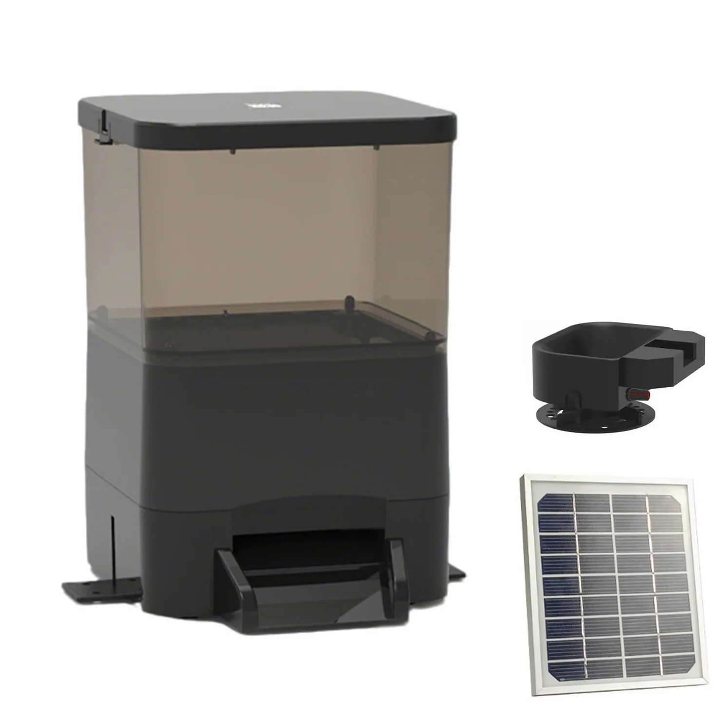 Comedero automático de peces con control remoto y lanzador de alimentación, a prueba de humedad con Wi-Fi y carga de panel solar para estanques y tanques, capacidad de 20 litros
