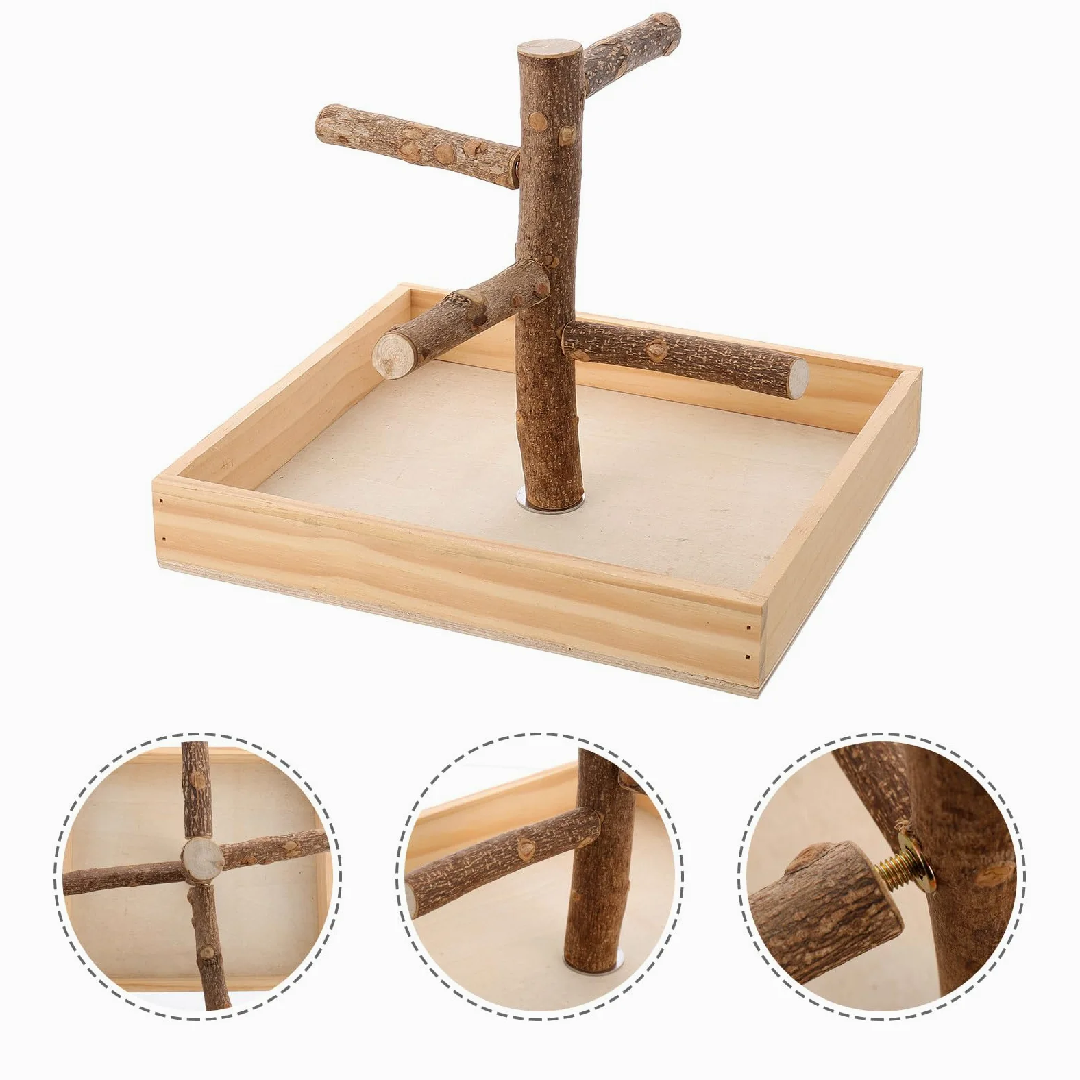 Percha de Madera para Loros Pequeña, de Pájaros Resistente y Seguro, Juguete de Entrenamiento para Aves Pequeñas como Periquitos y Canarios, Adecuado para Jaulas Interiores