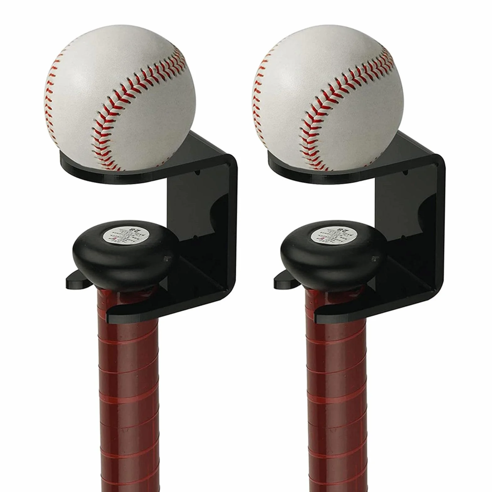 Soporte para bate de béisbol acrílico de pared, 1 par, estante vertical para hogar y oficina