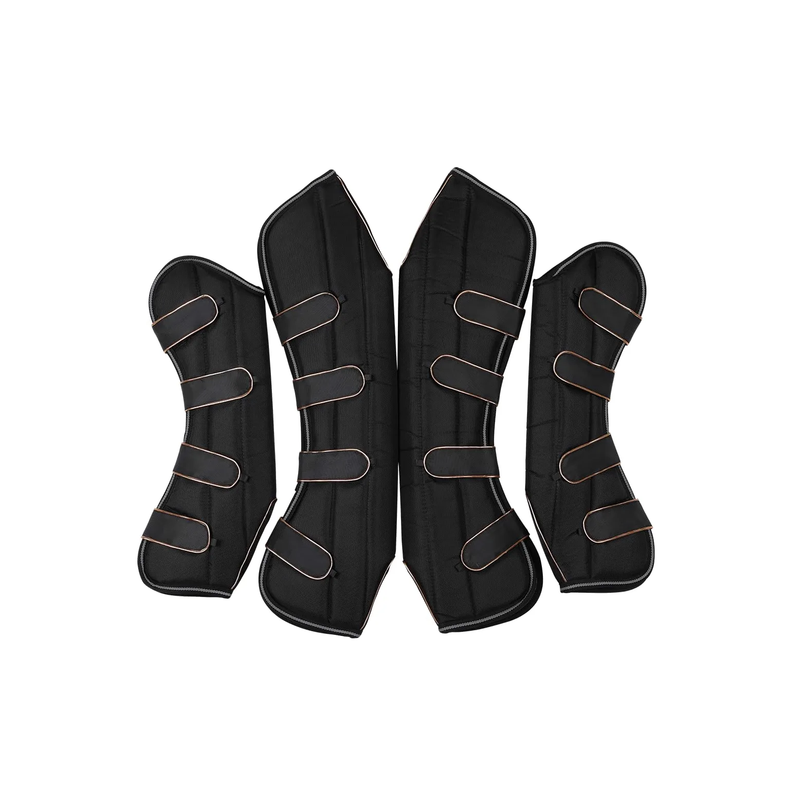 Juego de 4 polainas de transporte para tendones de caballo, botas de viaje, color negro
