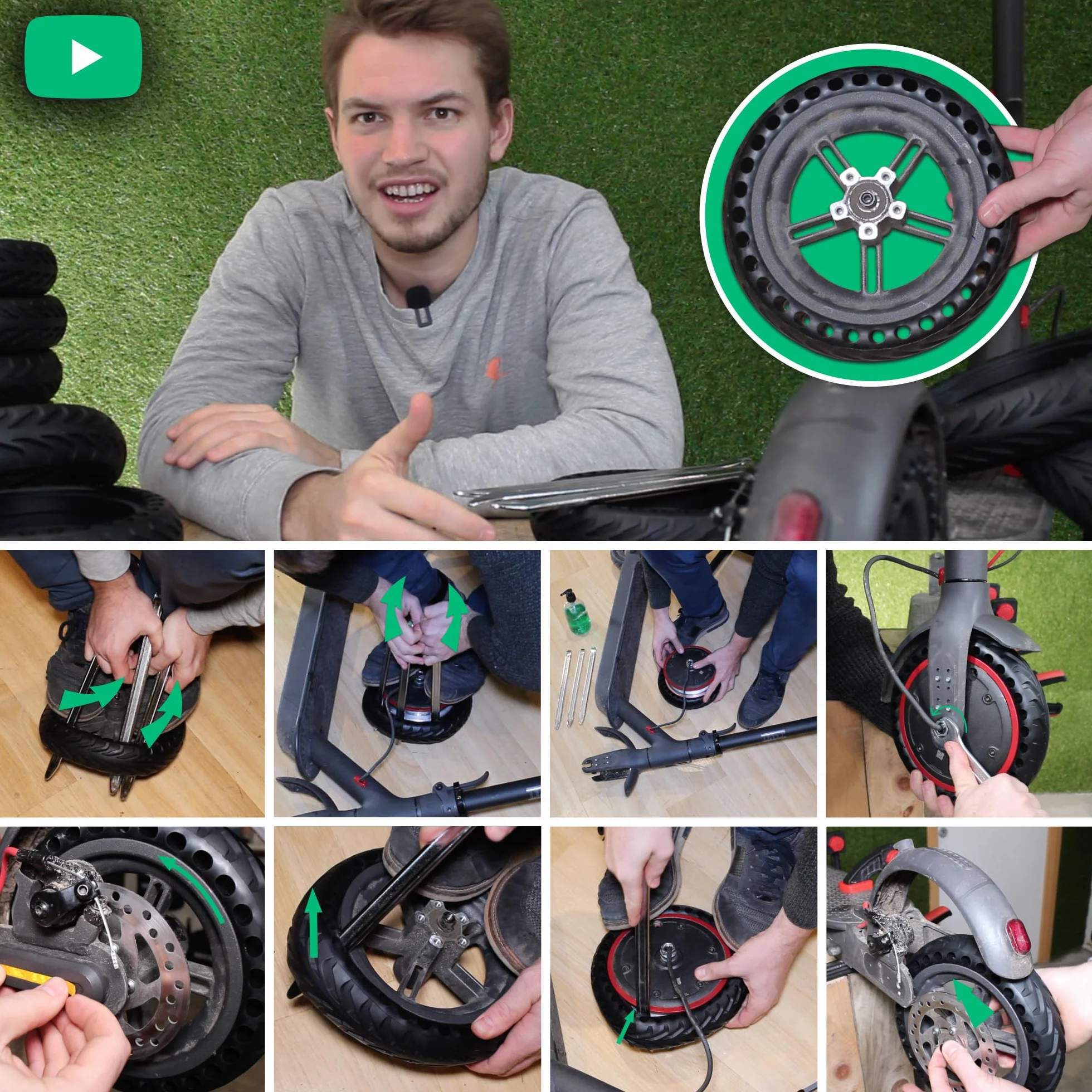 MOOVMOOV Ruedas Macizas 8,5 Pulgadas Antipinchazos para Patinete Xiaomi M365 Pro Pro 2 Essential Light 1S Mi 3 Cecotec