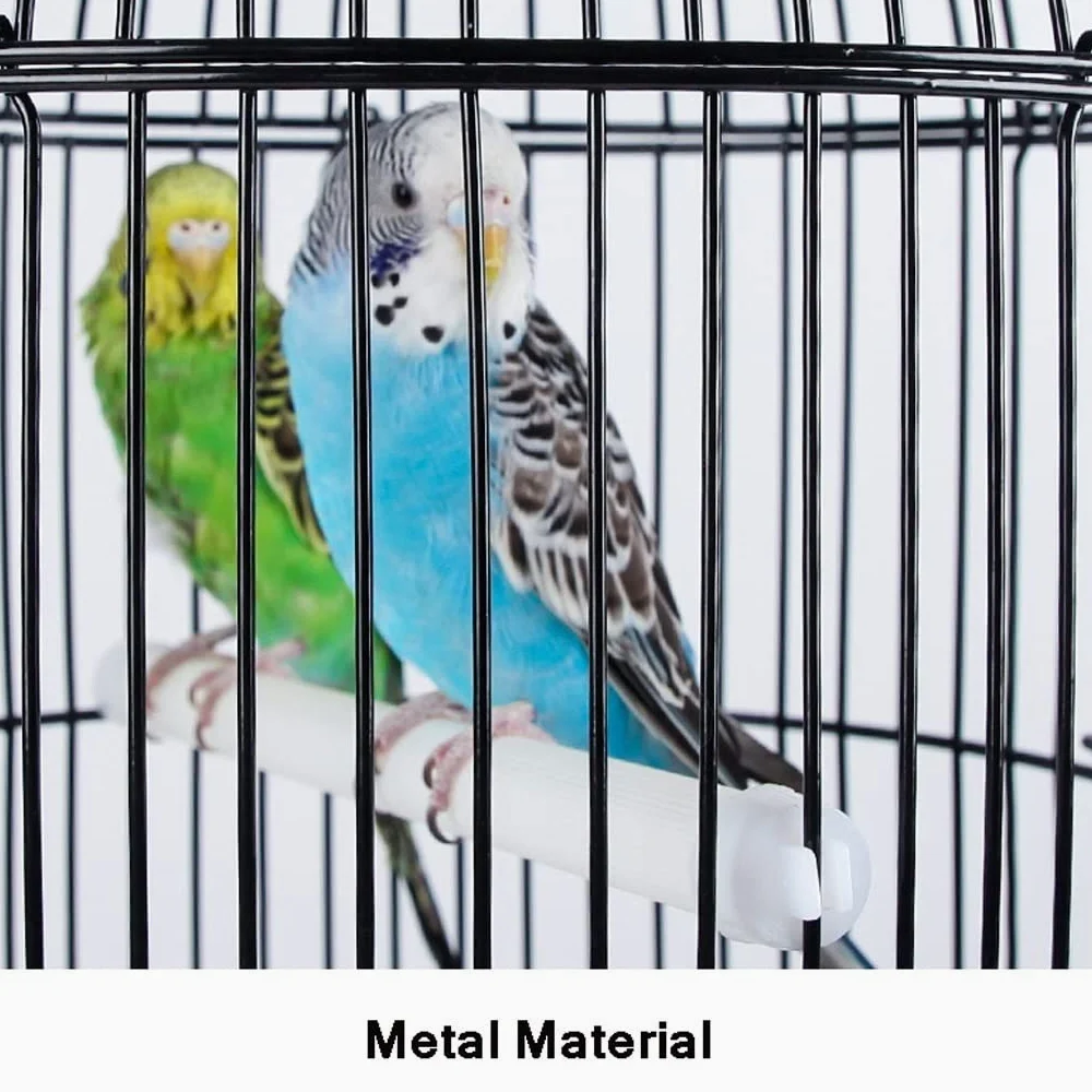La Jaula De Pájaros Portador de pájaro hecho a mano Metal Acero inoxidable Caja redonda Parrot Pearl Pájaro Jaula Creativa Aleación de seda Jaula de pájaros con escalera colgante Juguete 75 cm Jaula P