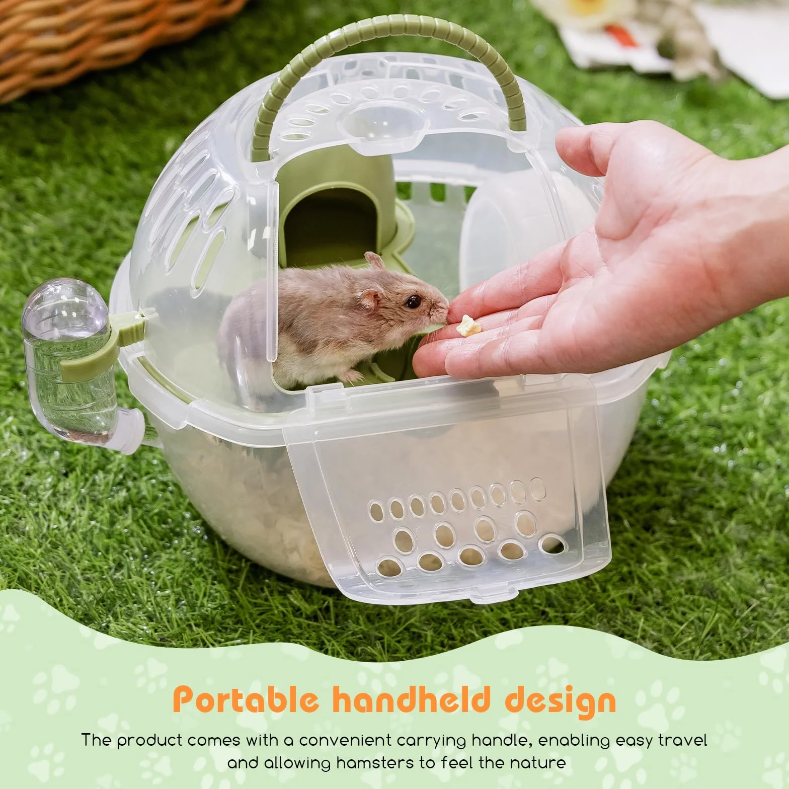 Nobleza - Jaula para Transportar Animales Pequeños, Jaulas Portadores de Hámster Portátiles, Transporte Contenedor para Conejos, Trasportín Rejillas de ventilación, Cómoda asa (L27*W20.5*H17CM)