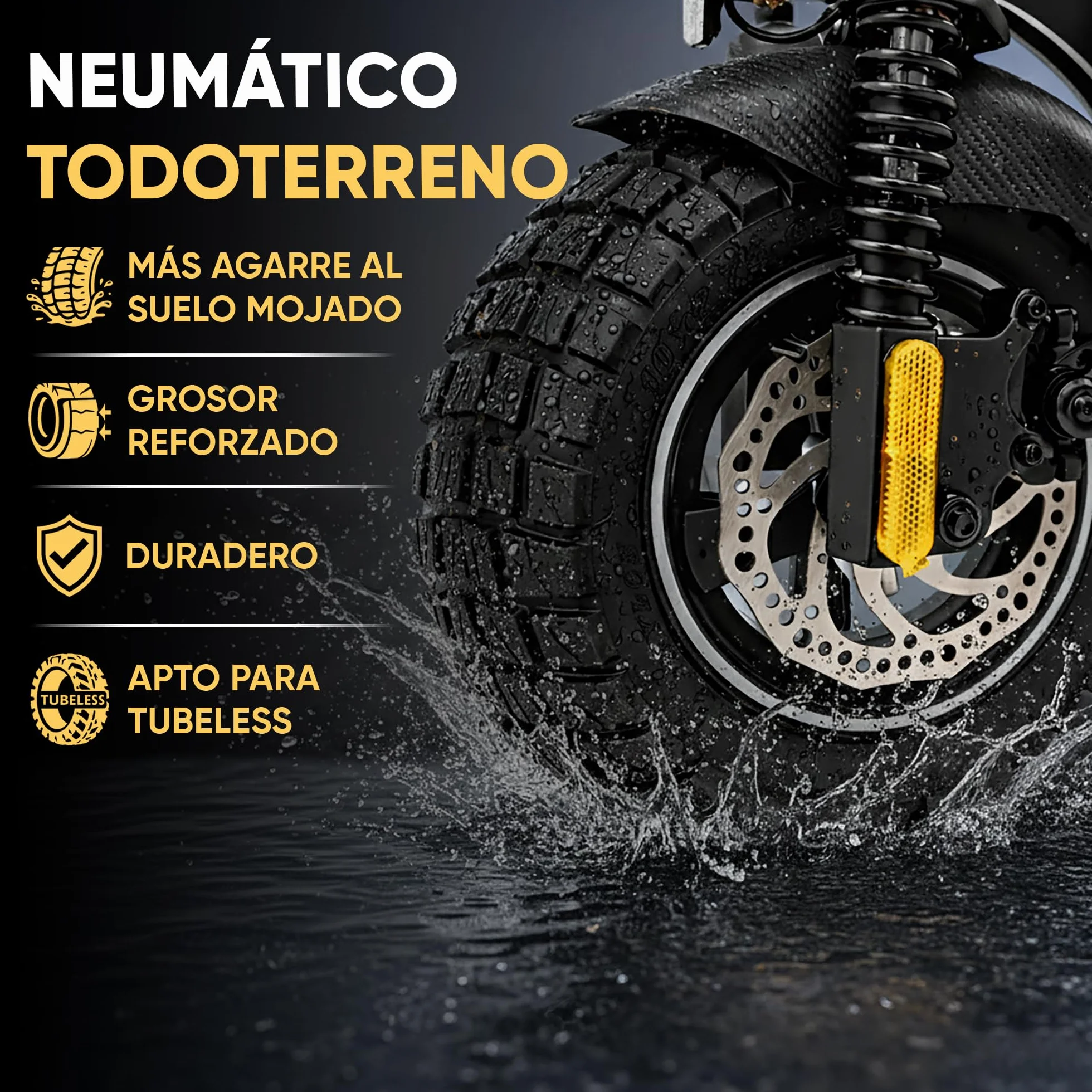 ANSENI Neumatico Cubierta 10x2.75-6.5 Rueda Todoterreno Tubeless para Patinete Eléctrico Smartgyro Speedway