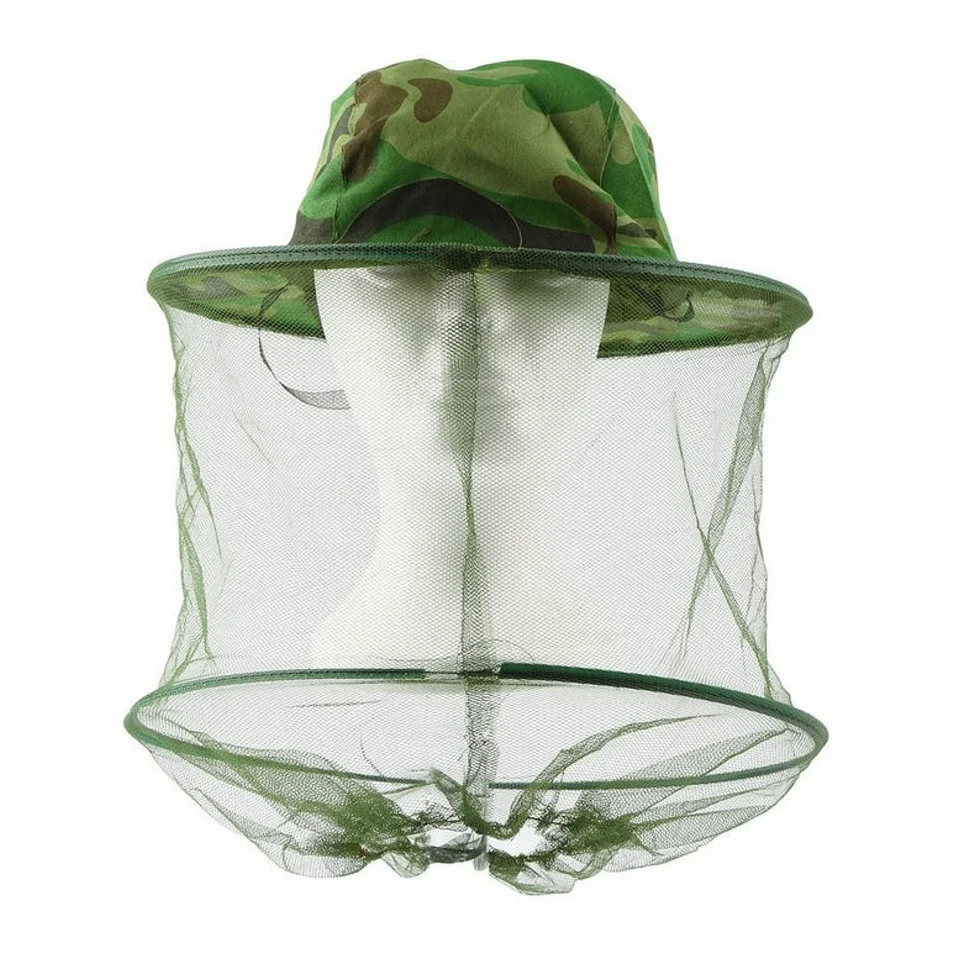 Camuflaje Máscara Anti-Mosquito Apicultura con Cabeza Net Malla Cara Protección Equipo de Pesca al Aire Libre