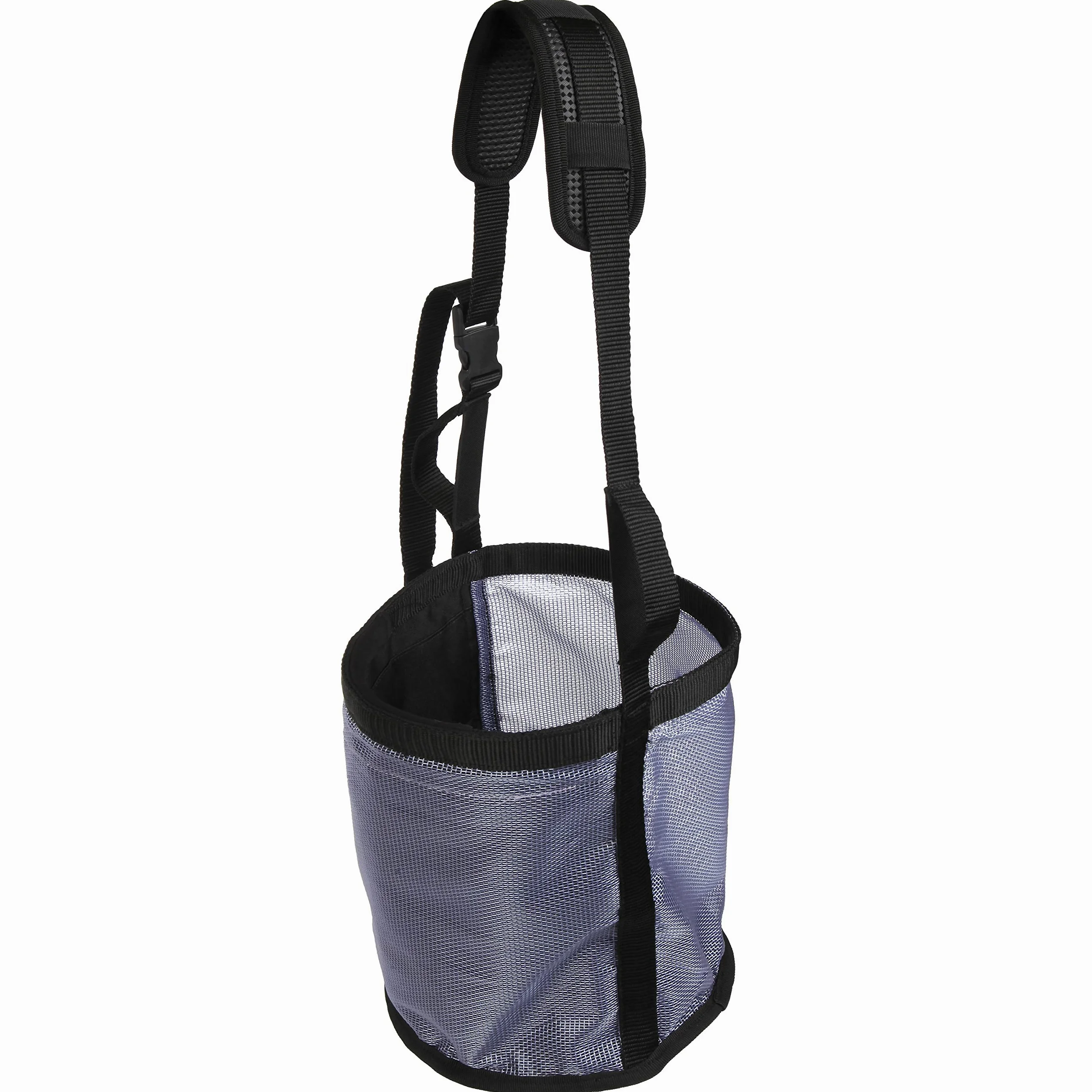 Majestic Ally Bolsa de alimentación para caballos, de malla de nailon resistente, almohadilla para el cuello y almohadilla para la nariz, grande (gris oscuro)