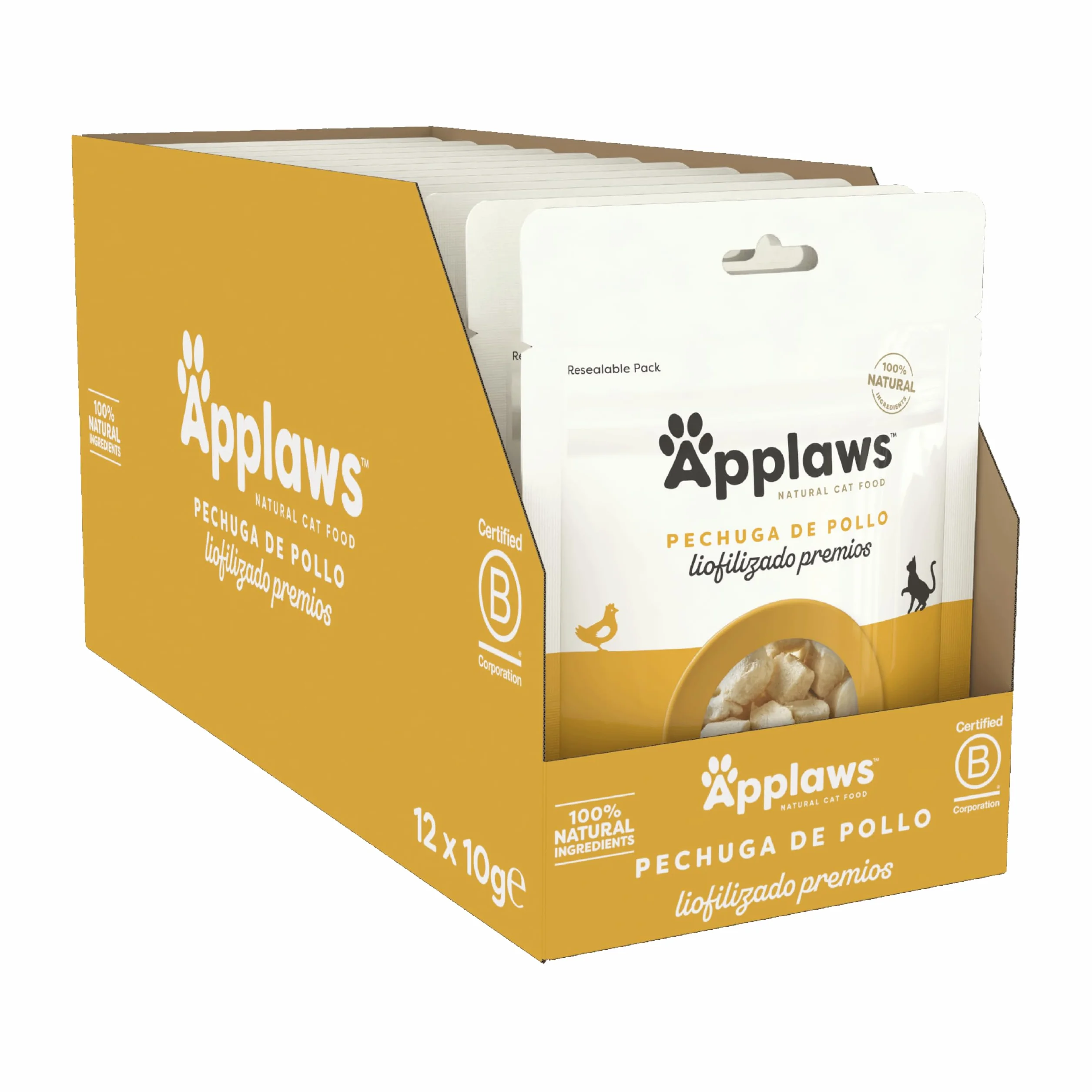 Applaws Natural Cat Treats, Freeze Dried Chicken Breast - Pack of 12 x 10g Bags