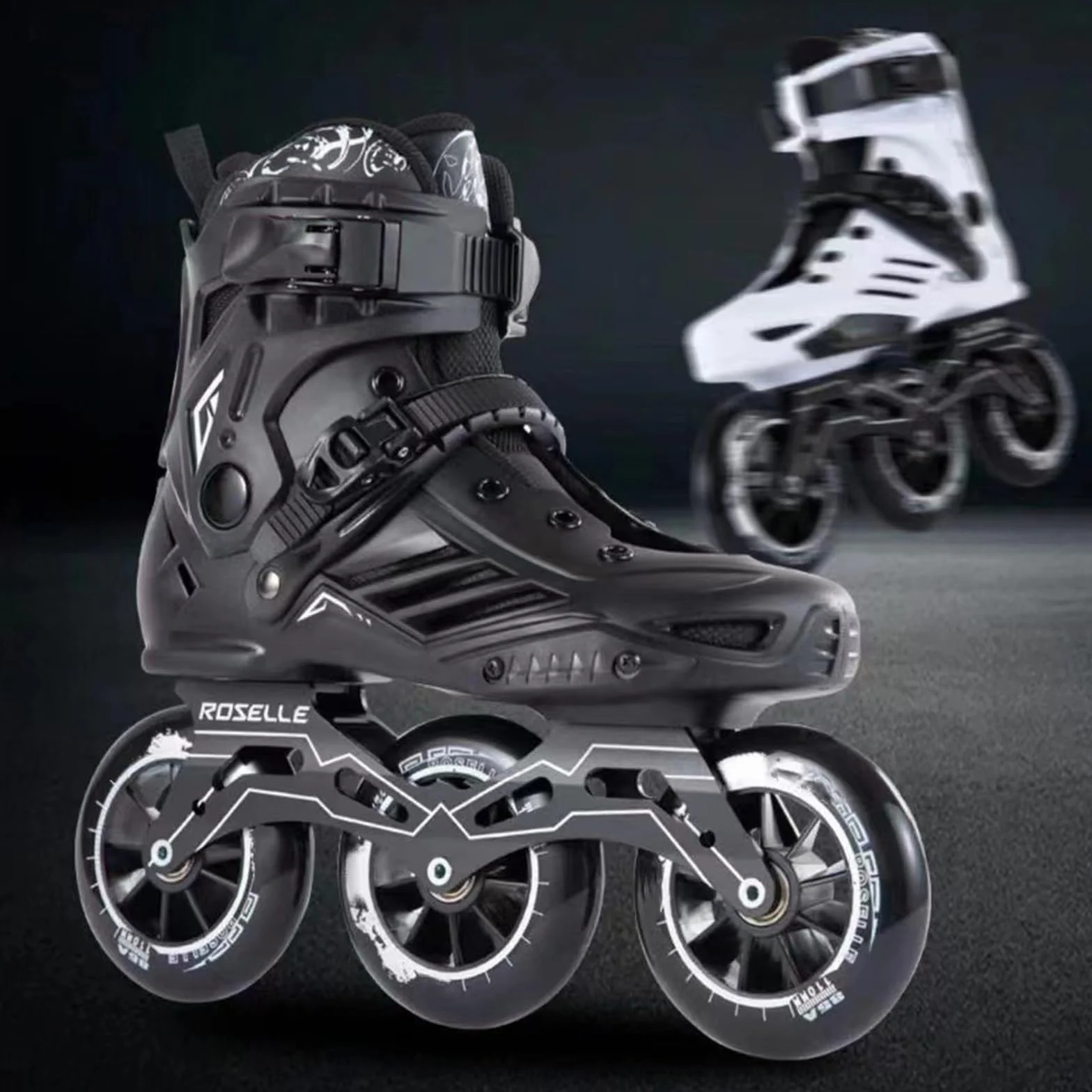 Patines En Línea Profesionales 3 Ruedas para Adultos, Bota Interior Extraíble Lavable, Alto Rendimiento (39, Blanco+Dorado)
