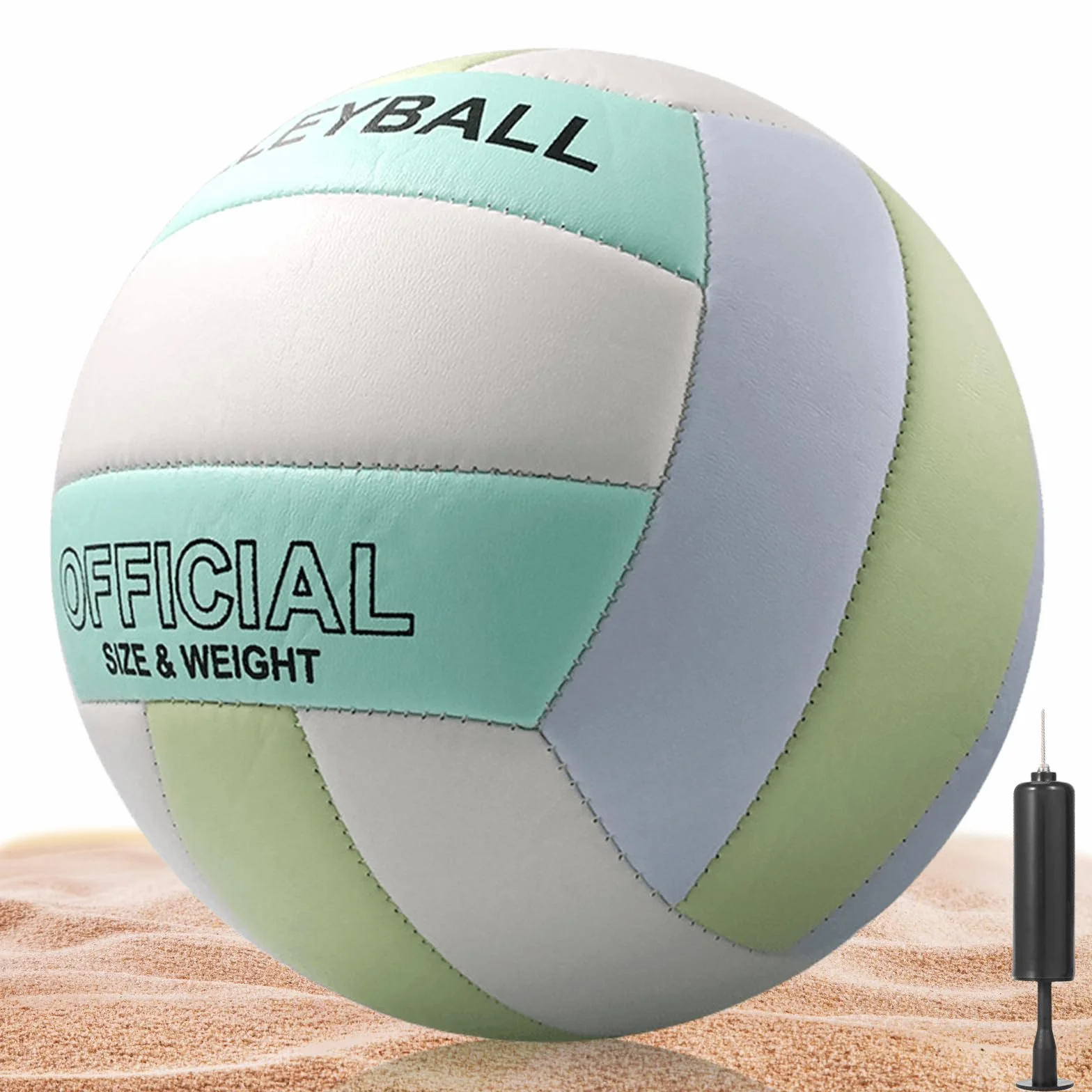 Balón de voleibol oficial tamaño 5 de poliuretano suave con inflador para playa interior y exterior