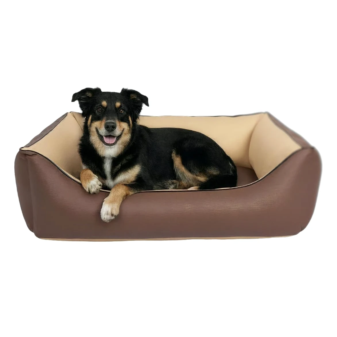 Cama para perros CopcoPet Rocco 2 en 1, impermeable y de piel sintética, con colchón de plástico para perros con espuma de copos o espuma viscoelástica ortopédica