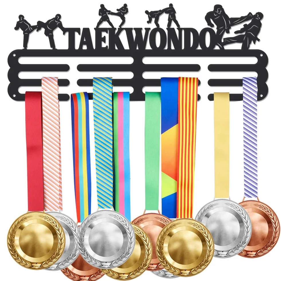 SUPERDANT Taekwondo Colgador de Medallas Pared Metal 40x15CM