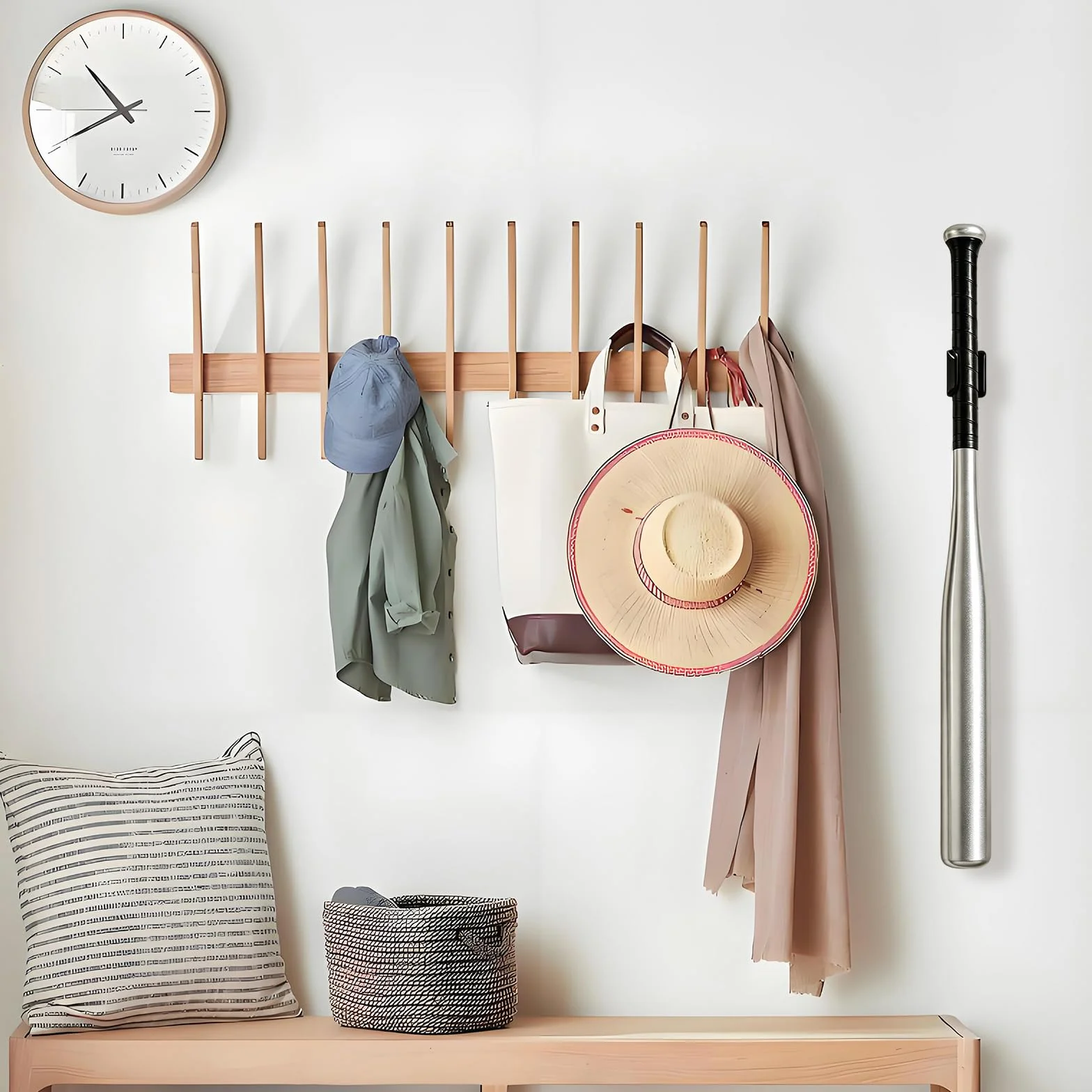 Soporte para Bate de Béisbol de Madera 2 Piezas Pared Colgador 30-36 mm