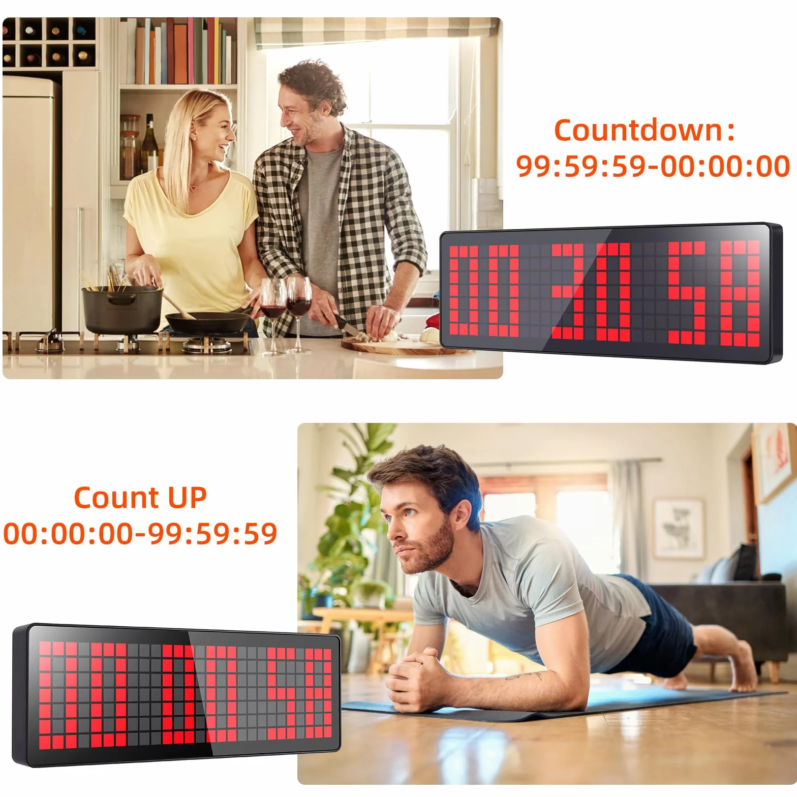 Temporizador de Gimnasio LED 13.2" Grande Reloj de Pared Digital con Cuenta Atrás/Cronómetro y Control Remoto