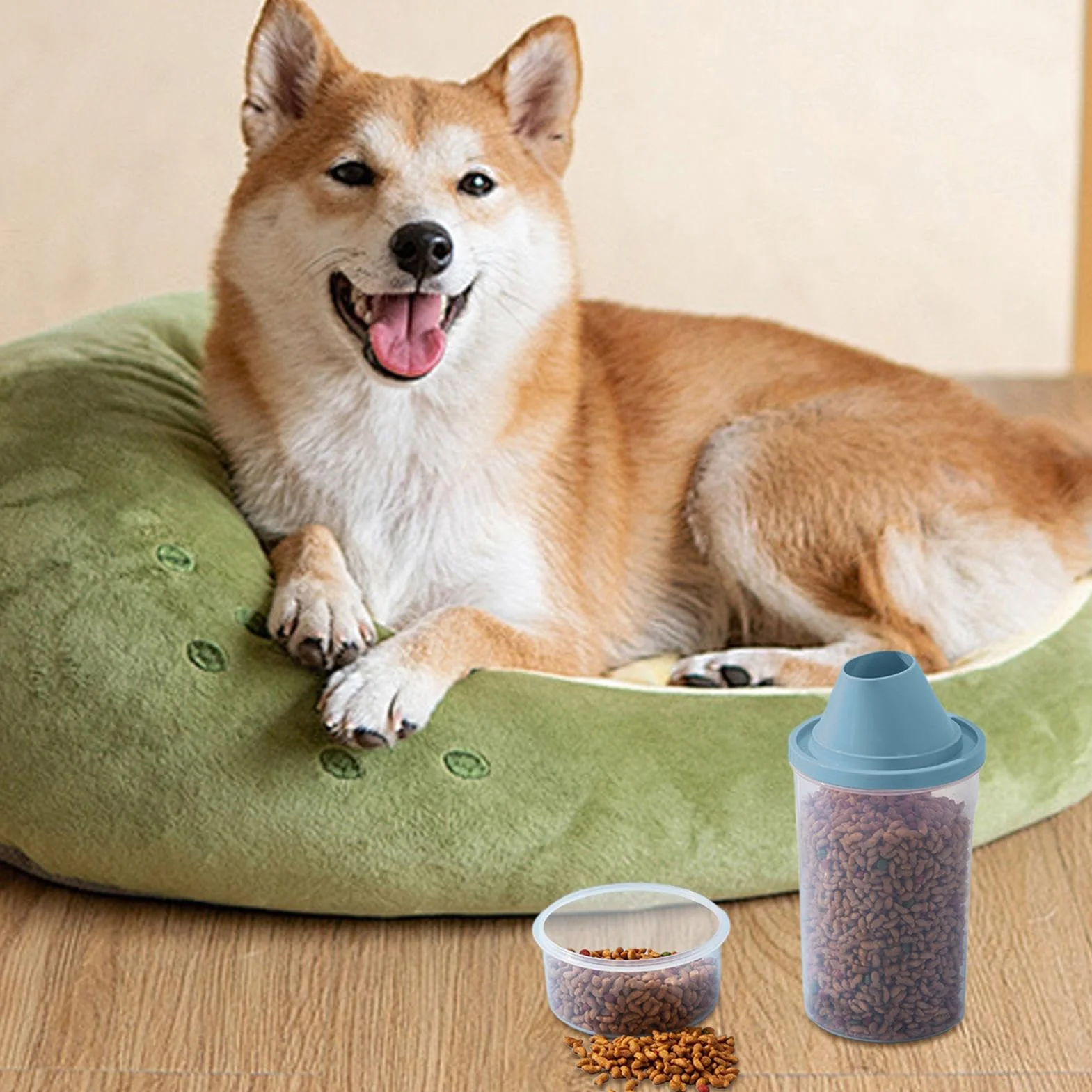 Contenedor hermético de almacenamiento para alimentos para mascotas, dispensador de aperitivos para cachorros de 1000 ml, perfecto para almacenamiento de alimentos secos en casa, viajes y