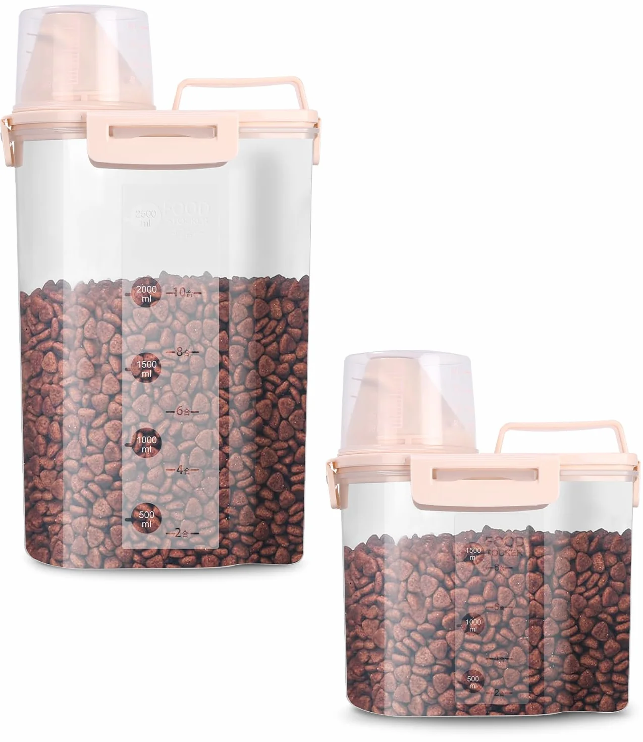 Jutyum 2 Contenedor Comida Perro 3+1.7L, Dosificador Detergente, Botes Almacenaje Cocina, Pienso Perros, Botes Hermeticos