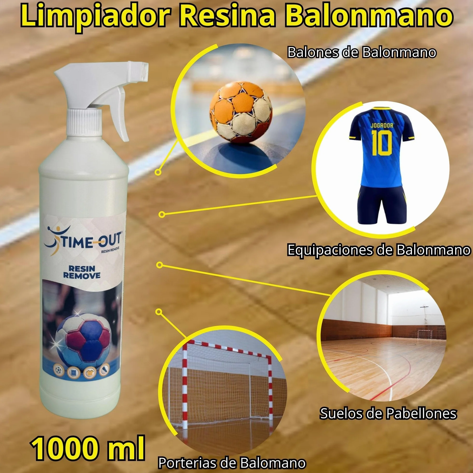 Quita Resina de Balonmano, Eliminador de Resina de Ropa y Balones, Limpiador de Suelos de Pabellones