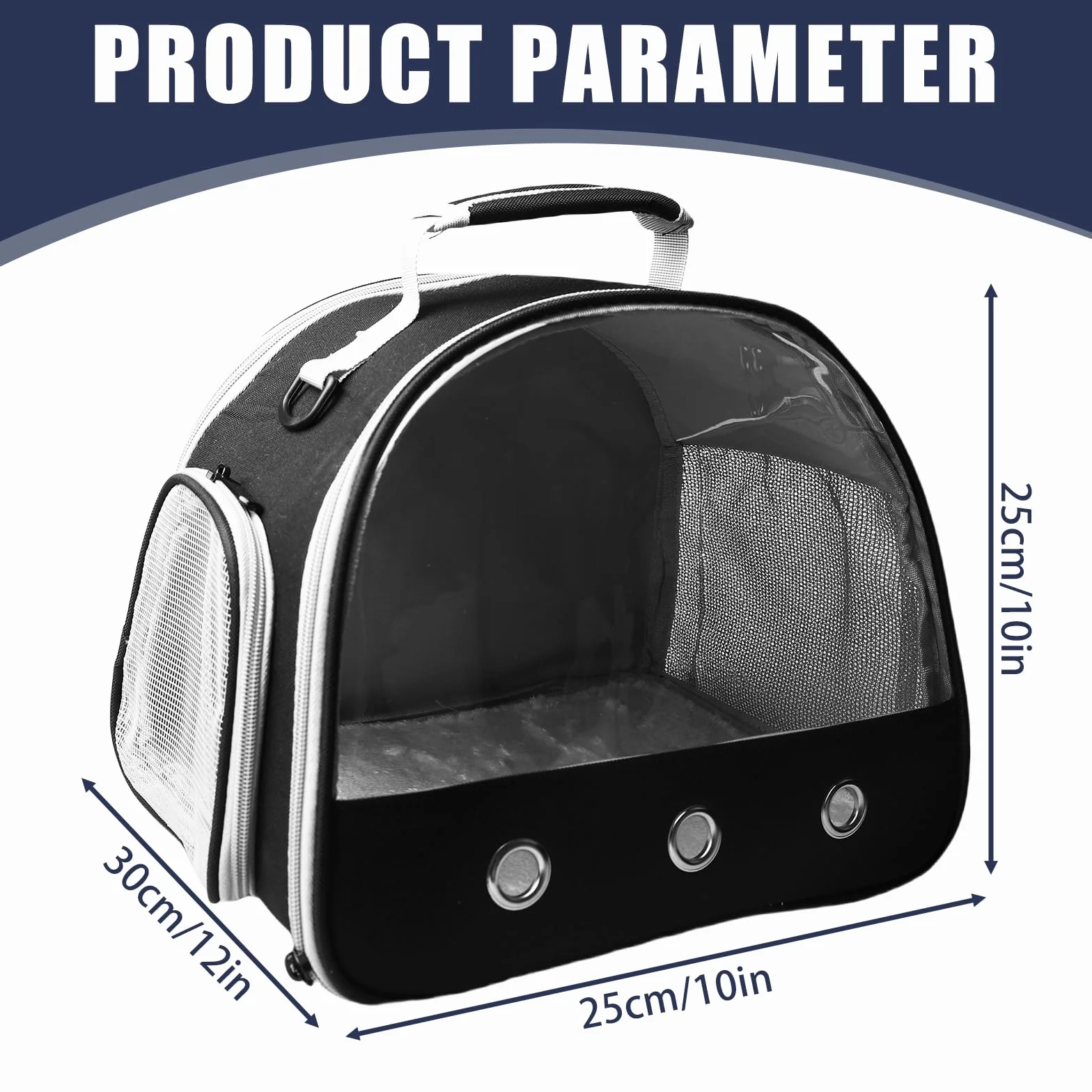 Transportbox Hamster, 30 x 25 x 25 cm, bolsa de transporte para gatos, perros, animales pequeños, bolsa de transporte para mascotas con apertura lateral, bolsas plegables para gatos, perros, conejos