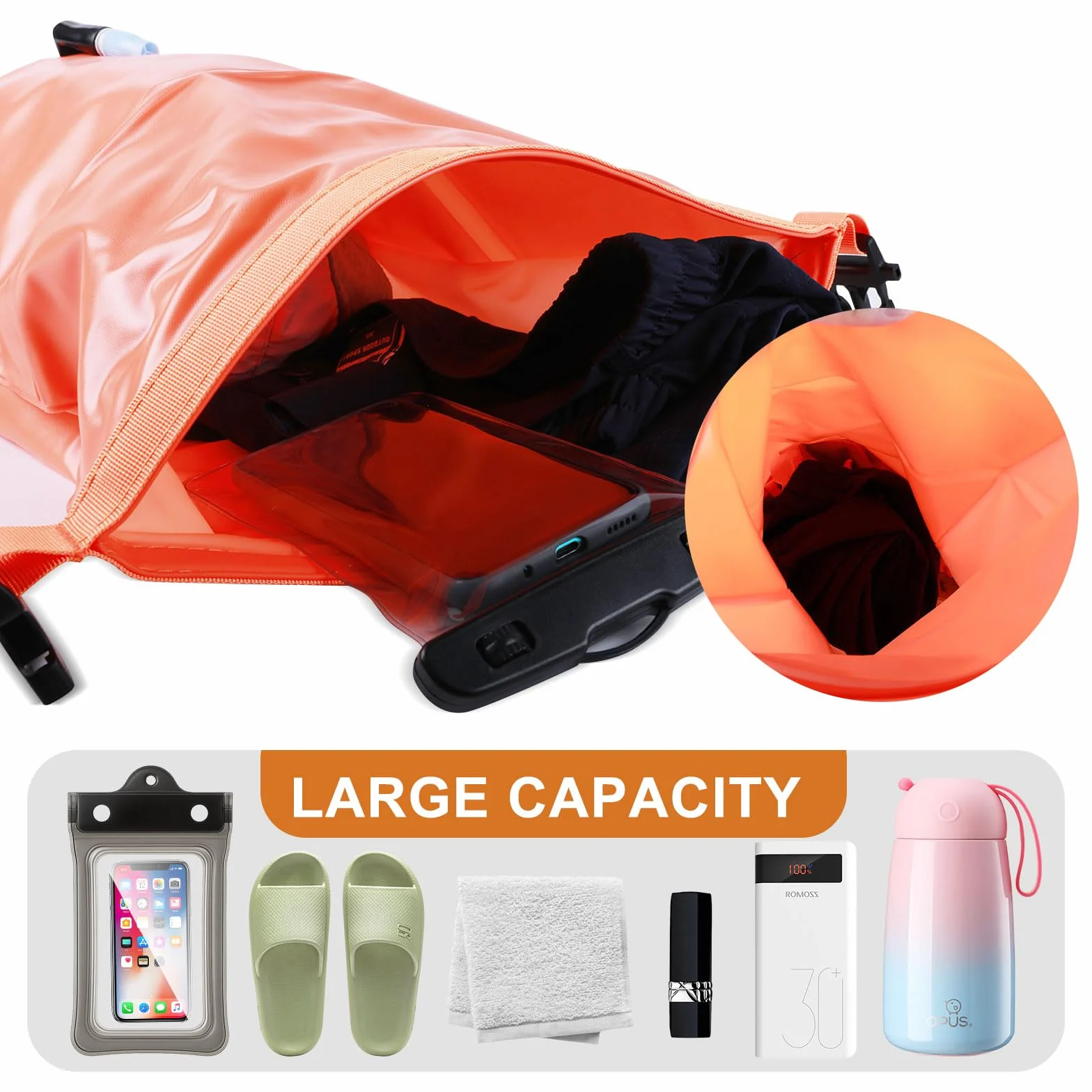 Bolla Natación y Mochila Estanca 20L Boya Hinchable Impermeable para Aguas Abiertas Kayak Triatlón Surf Snorkel