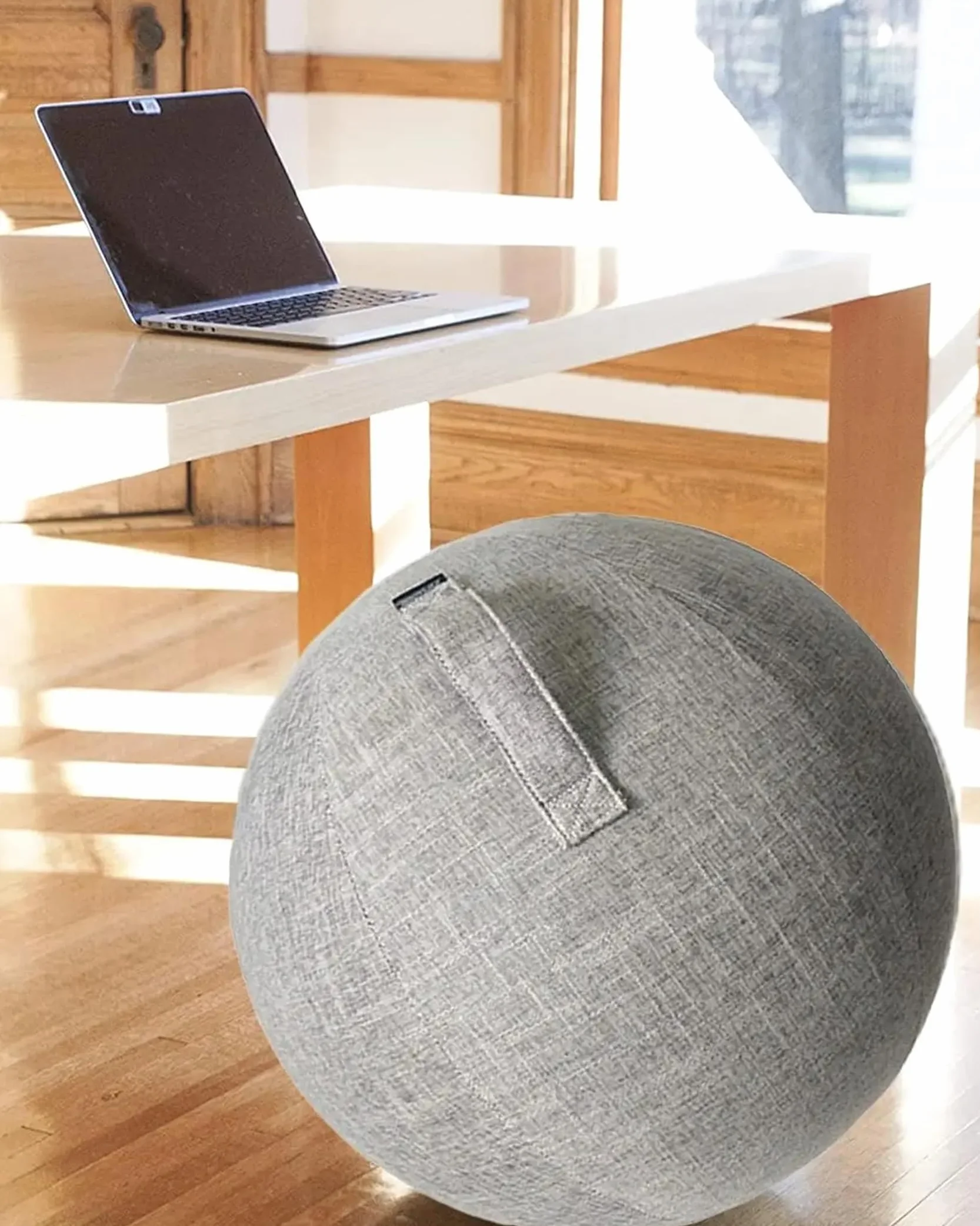 Bola de Yoga Pelota Pilates Asiento Silla con Cubierta Funda 55cm Gris