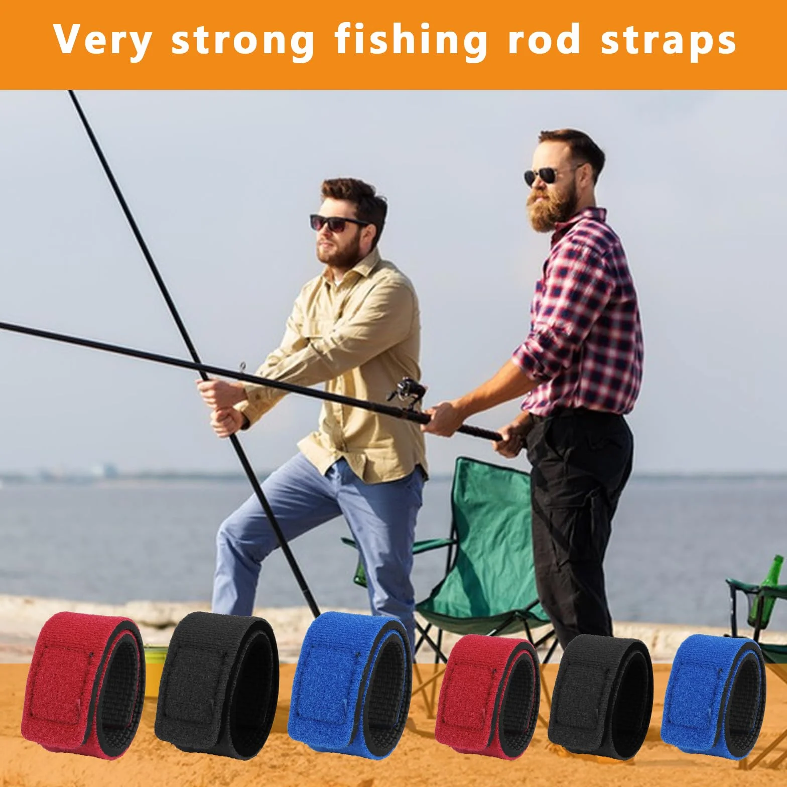 Correas Elásticas para Cañas de Pesca – Cinturón Ajustable con Velcro para Spinning, Surfcasting, Pesca en Mar y Río