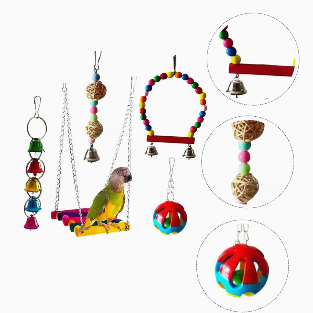 ibasenice 5 Piezas Juguetes para Morder Pájaros Juguete Masticable para Loros Suministros para Mascotas para Loros