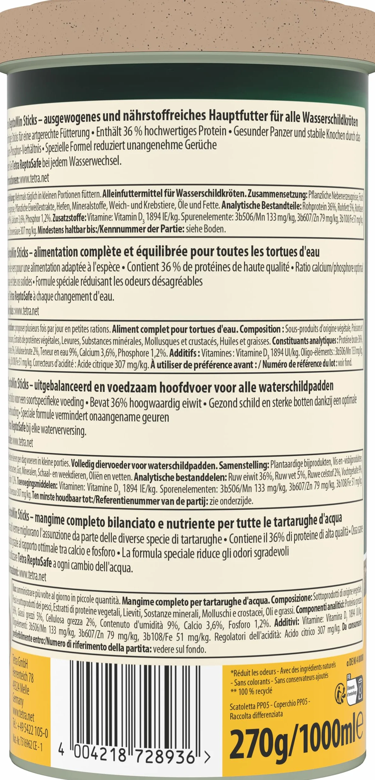 Tetra ReptoMin alimento para tortugas 1 l