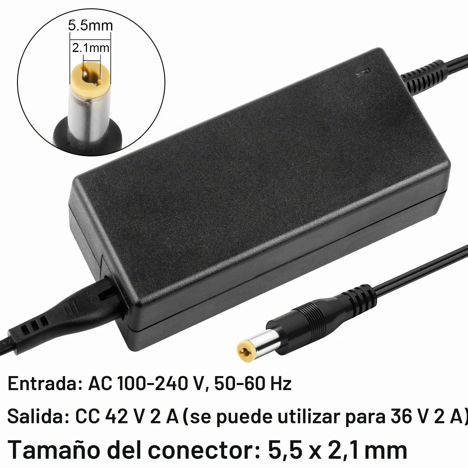 LabTEC 42V 2A Fast Charger 5.5mm 2.1mm for Electric Bike Battery 36V Power Supply Compatible Gotrax GXL G2 V2 S2 Apex Cityscape GKS D1