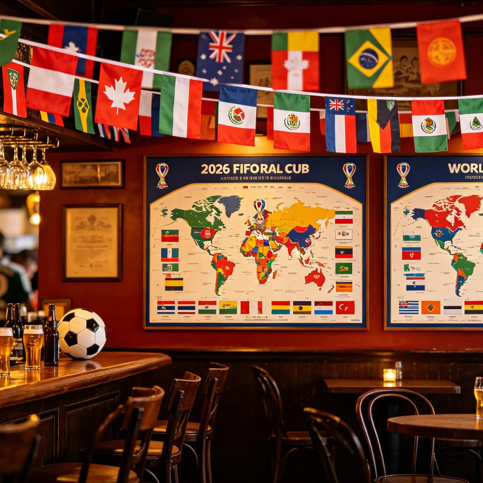 Guirnalda de Banderas del Mundial 2026 15m 48 Selecciones Decoración para Fiestas de Fútbol