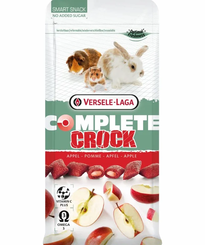 Versele-Laga Complete Crock Manzana | Paquete Triple | 3 x 50 g | Snack para Conejos y roedores | Capa crujiente y Relleno Suave de Manzana | Fácil de digerir y sin azúcares añadidos