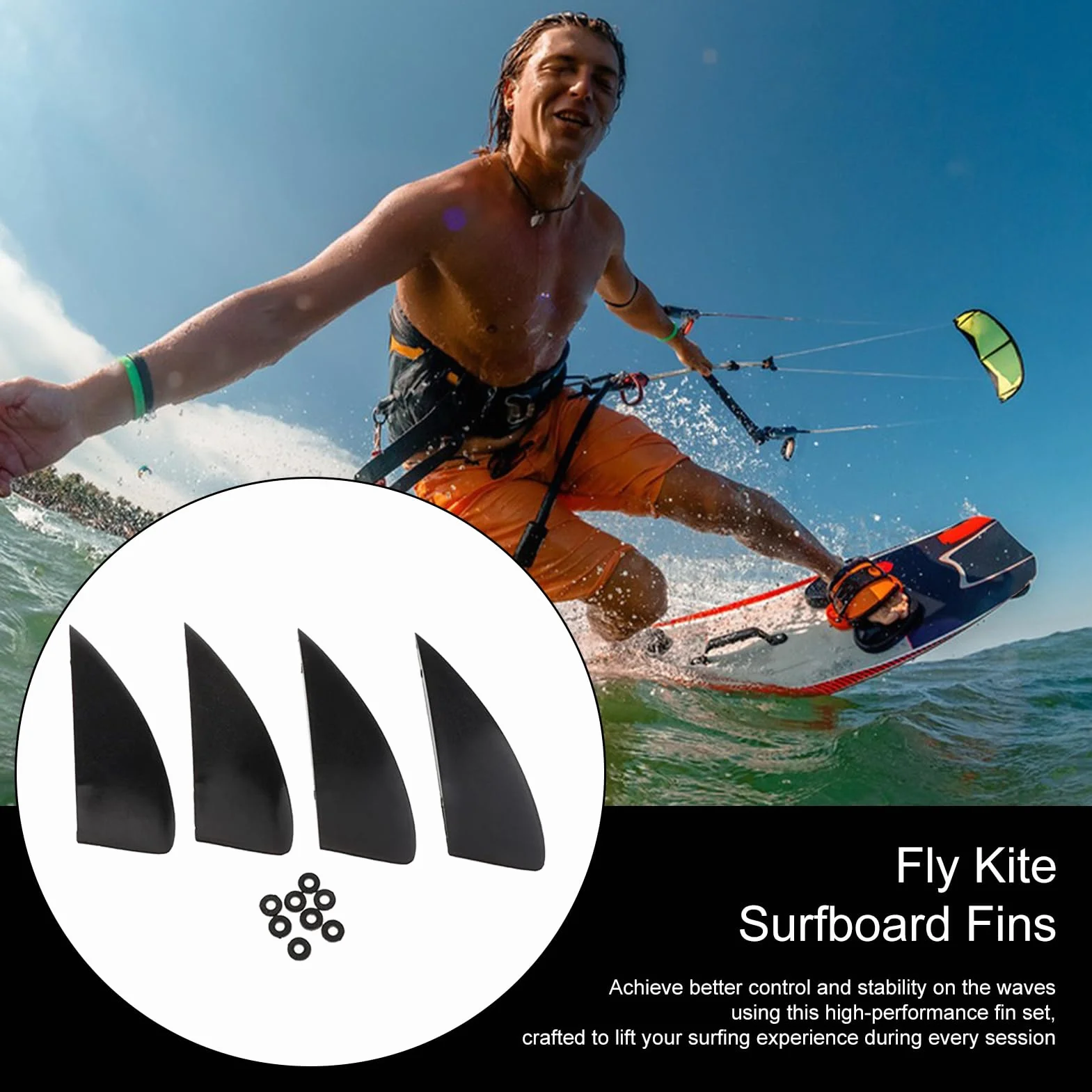 Aletas De Surf 4 Piezas Fly para Tabla De Kitesurf Juego Reforzado Desmontable