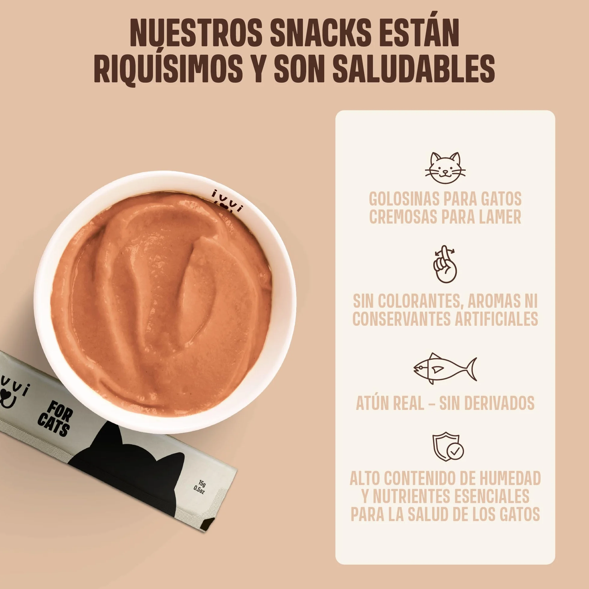 ivvi Anti Bolas de Pelo para Gatos – Anti-Hairball Esencia Crema Funcional con Malta, Olmo Rojo, inulina y psyllium – Ayuda a Eliminar Bolas de Pelo – 30x15g – con atún Real