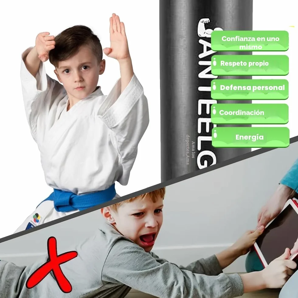 Saco de Boxeo de Pie Niños 150cm Punching Ball Inflable JanTeelGO para Karate Taekwondo